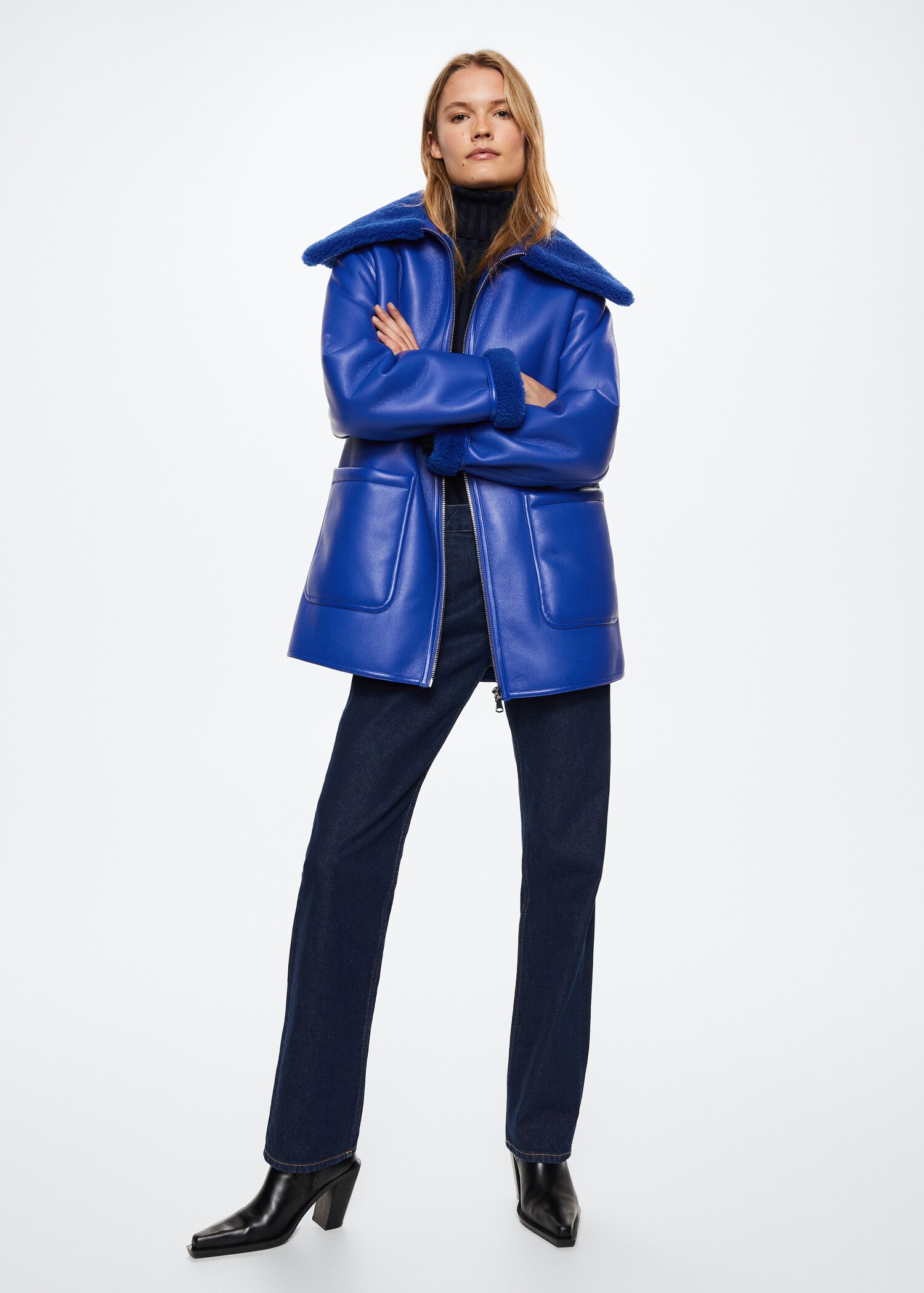 Faux shearling-lined coat - General plane