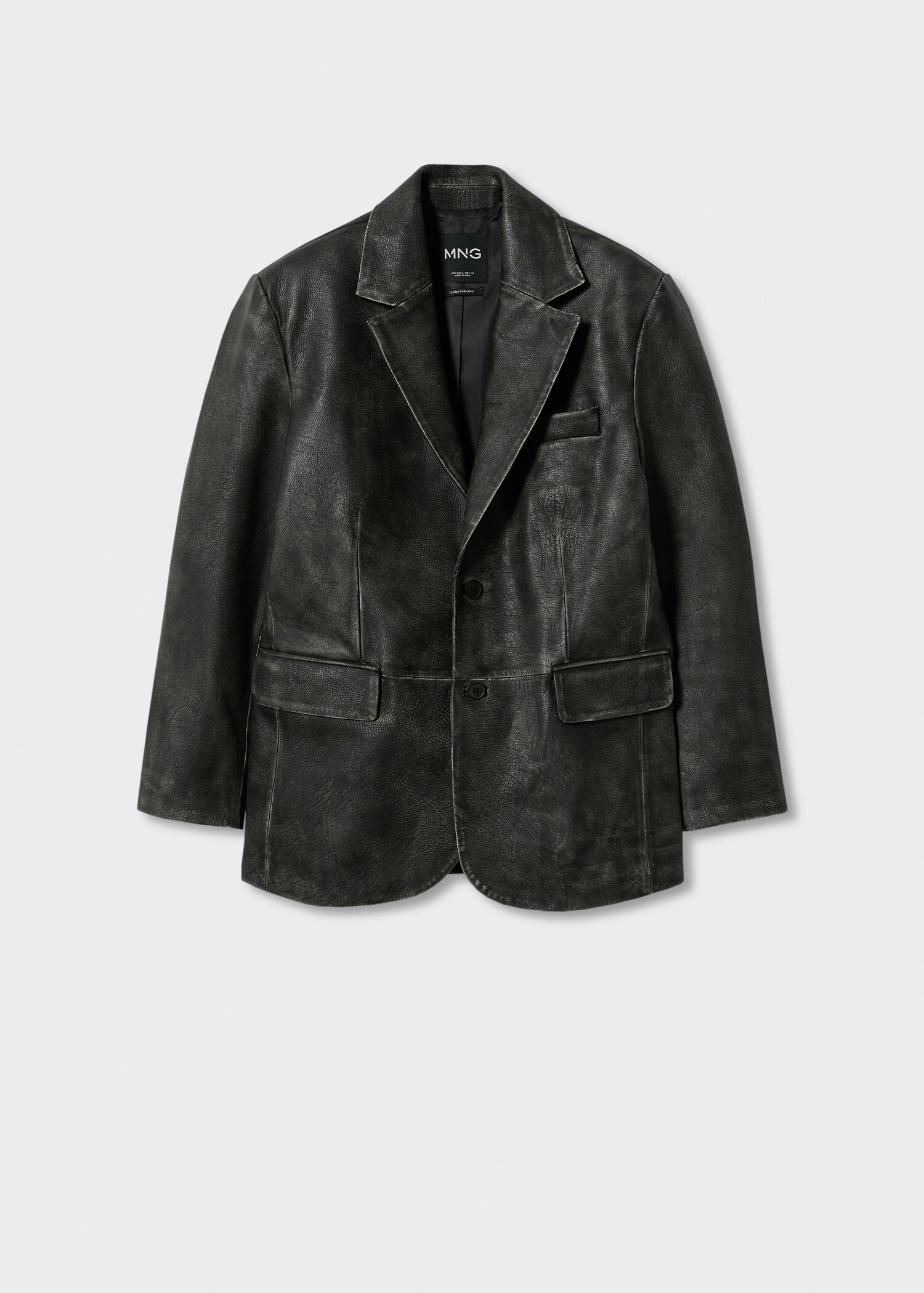 Worn-effect leather jacket - Article without model