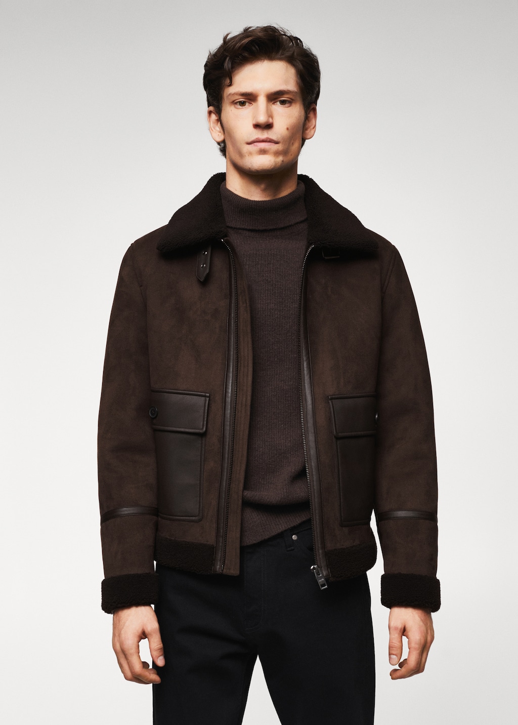 Faux shearling-lined jacket - Men | MANGO Georgia