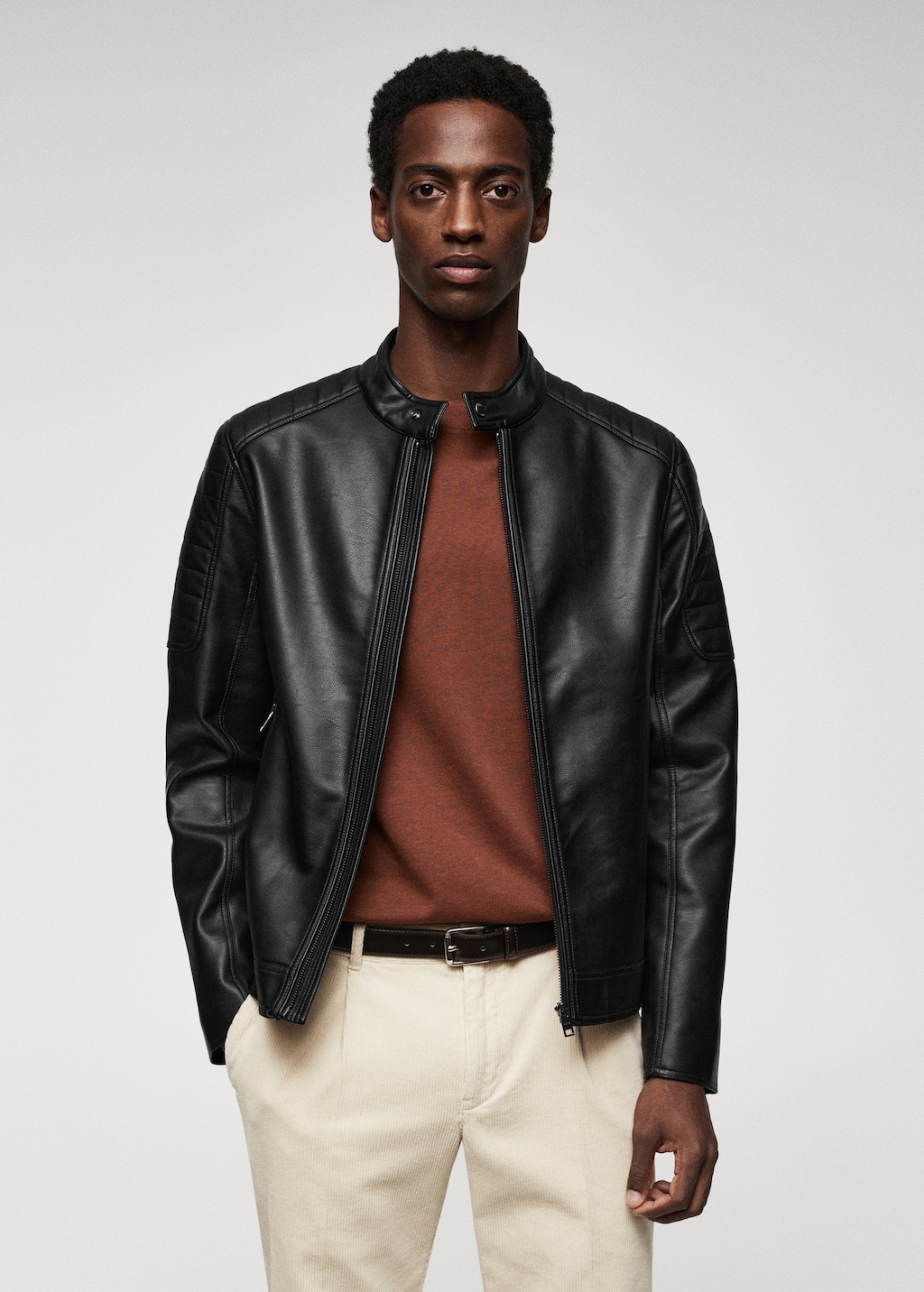 Faux leather biker jacket Men MANGO Armenia