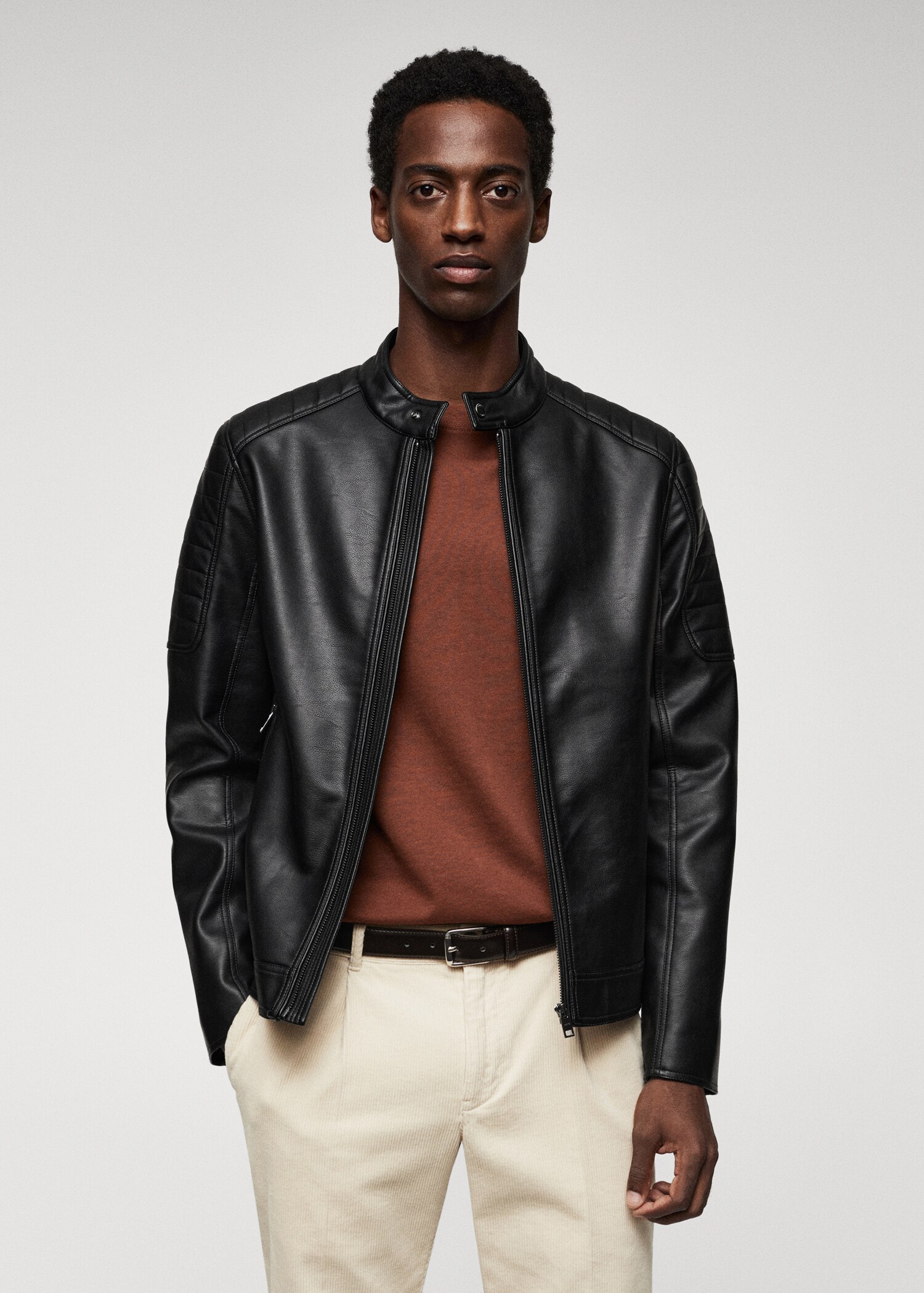 Blouson biker similicuir - Plan moyen
