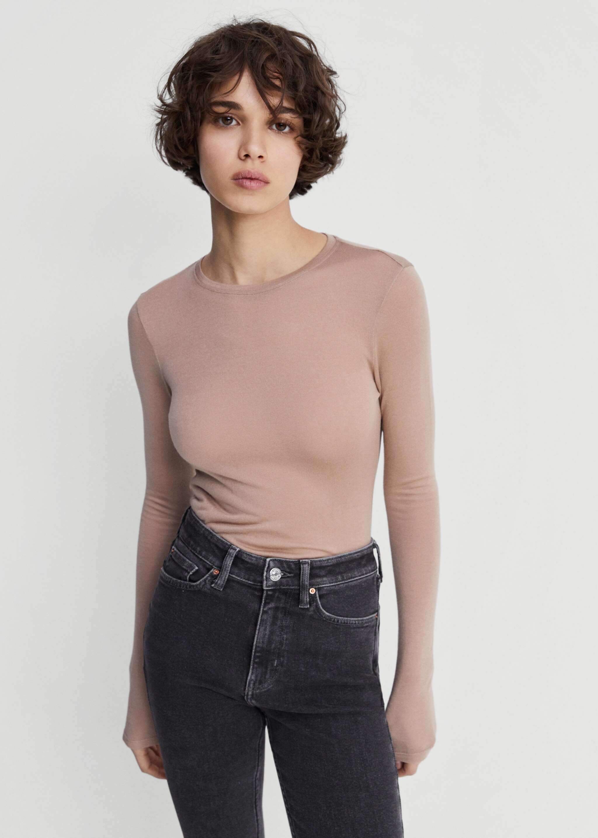 High-rise skinny jeans - Details of the article 1, Open Grey. Ref: 47000132-00.