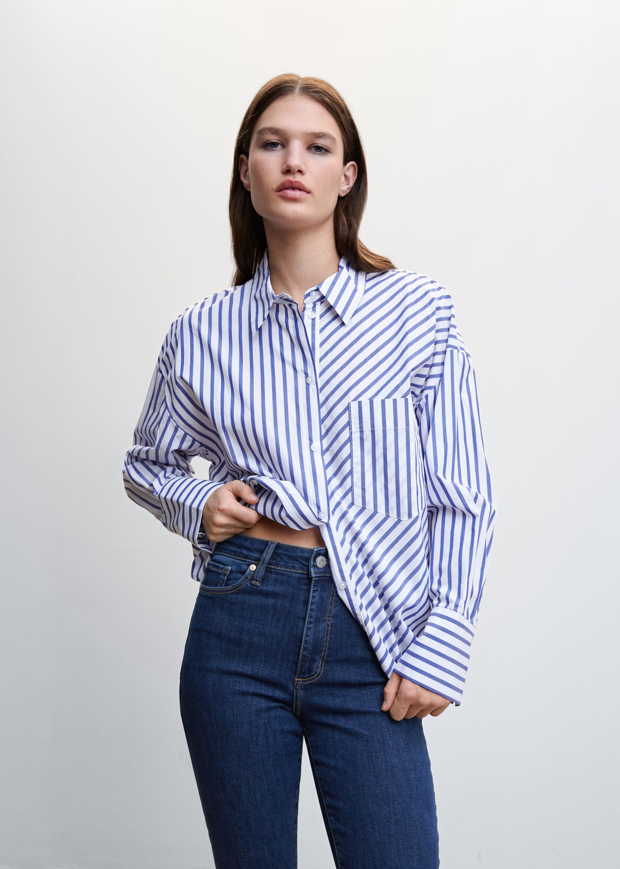 High-rise skinny jeans - Details of the article 1, Dark Blue. Ref: 47000154-00.