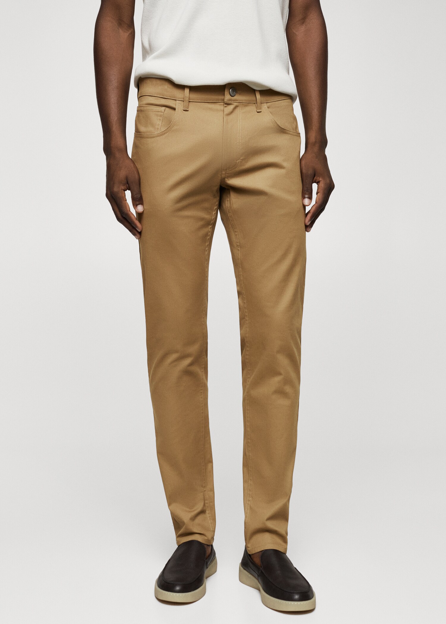 Slim fit denim-effect serge trousers - Medium plane