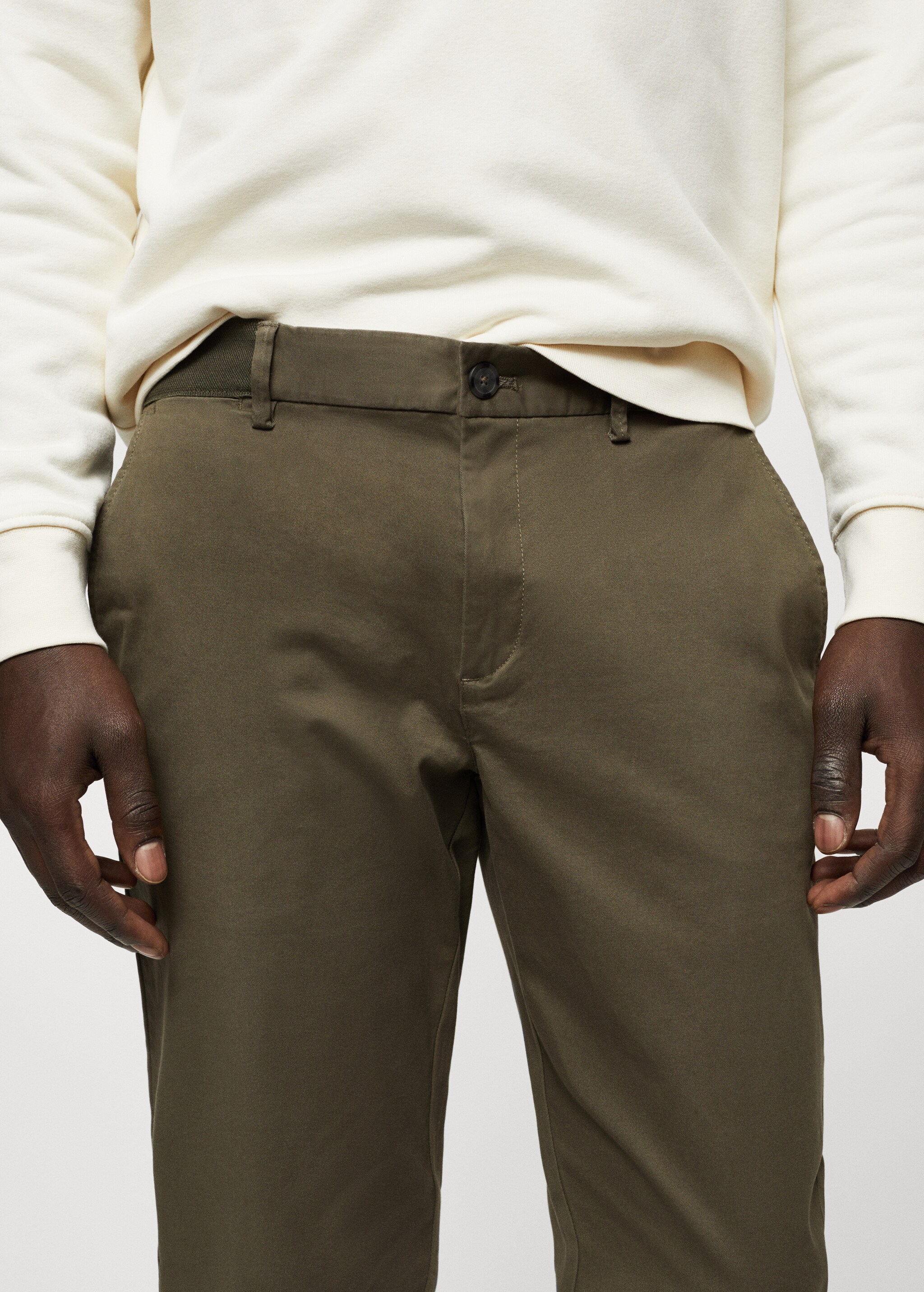 Tapered kesim pamuklu cropped pantolon - Ürün detayı 1