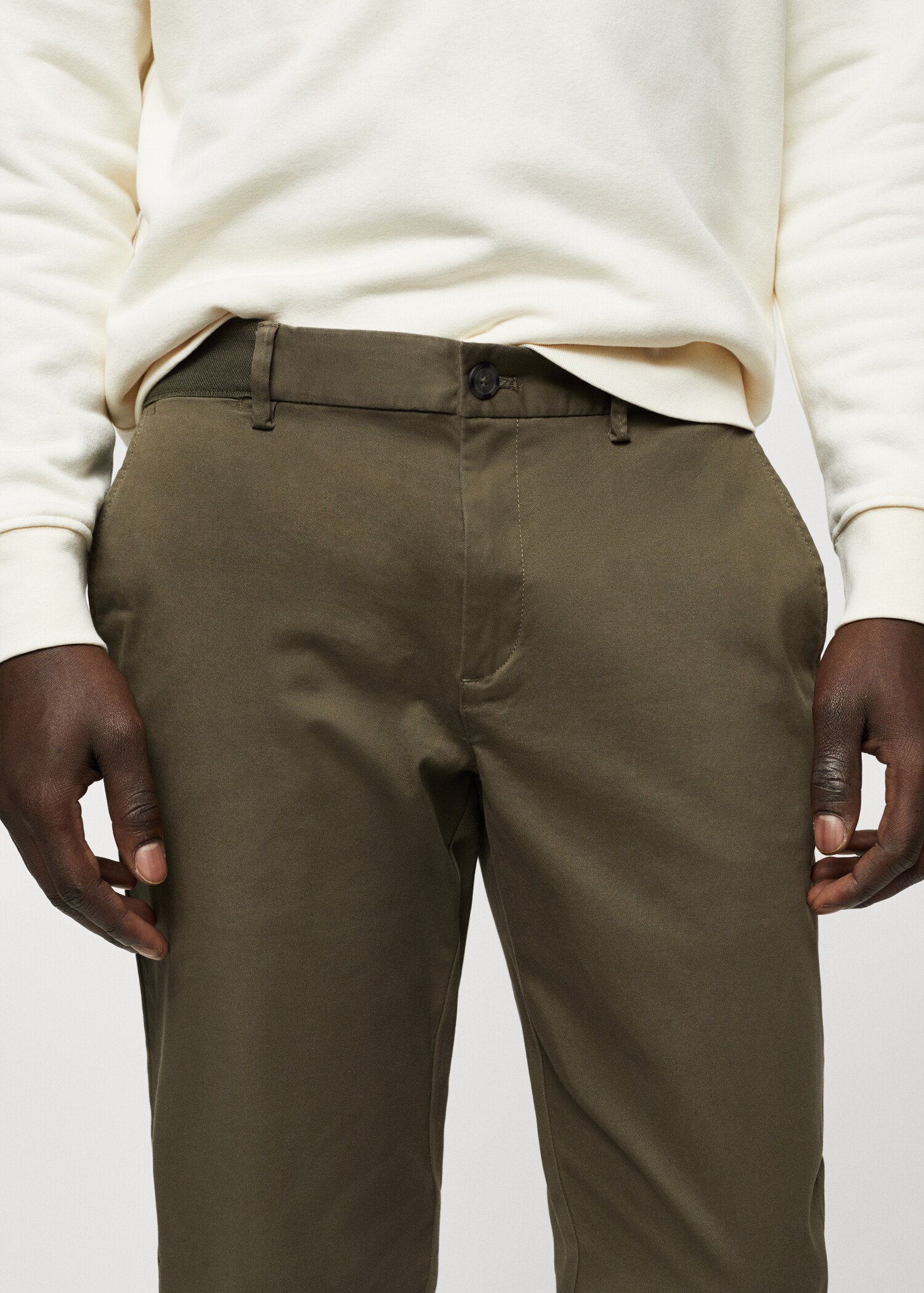 Cotton tapered crop pants - Details of the article 1