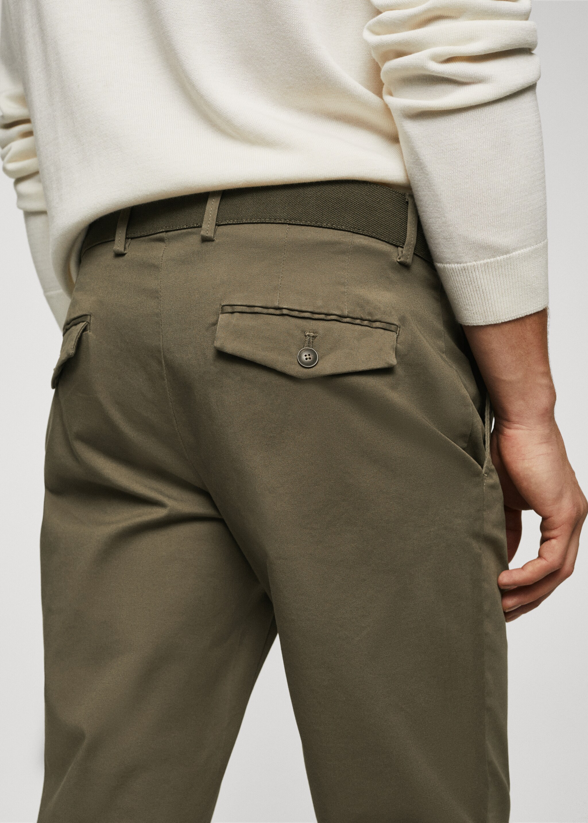 Tapered kesim pamuklu cropped pantolon - Ürün detayı 2