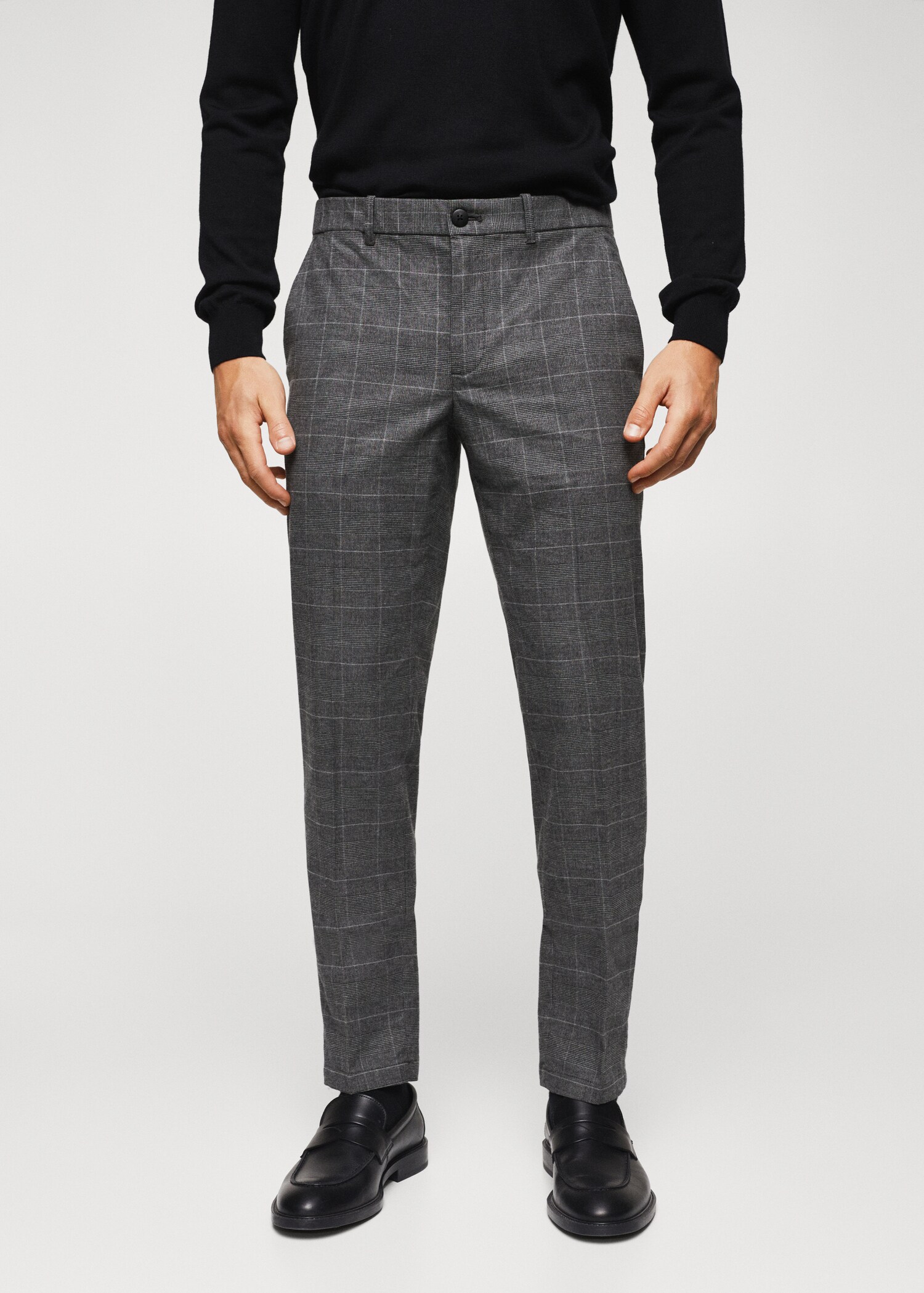 Pantalon slim fit à carreaux en coton - Plan moyen