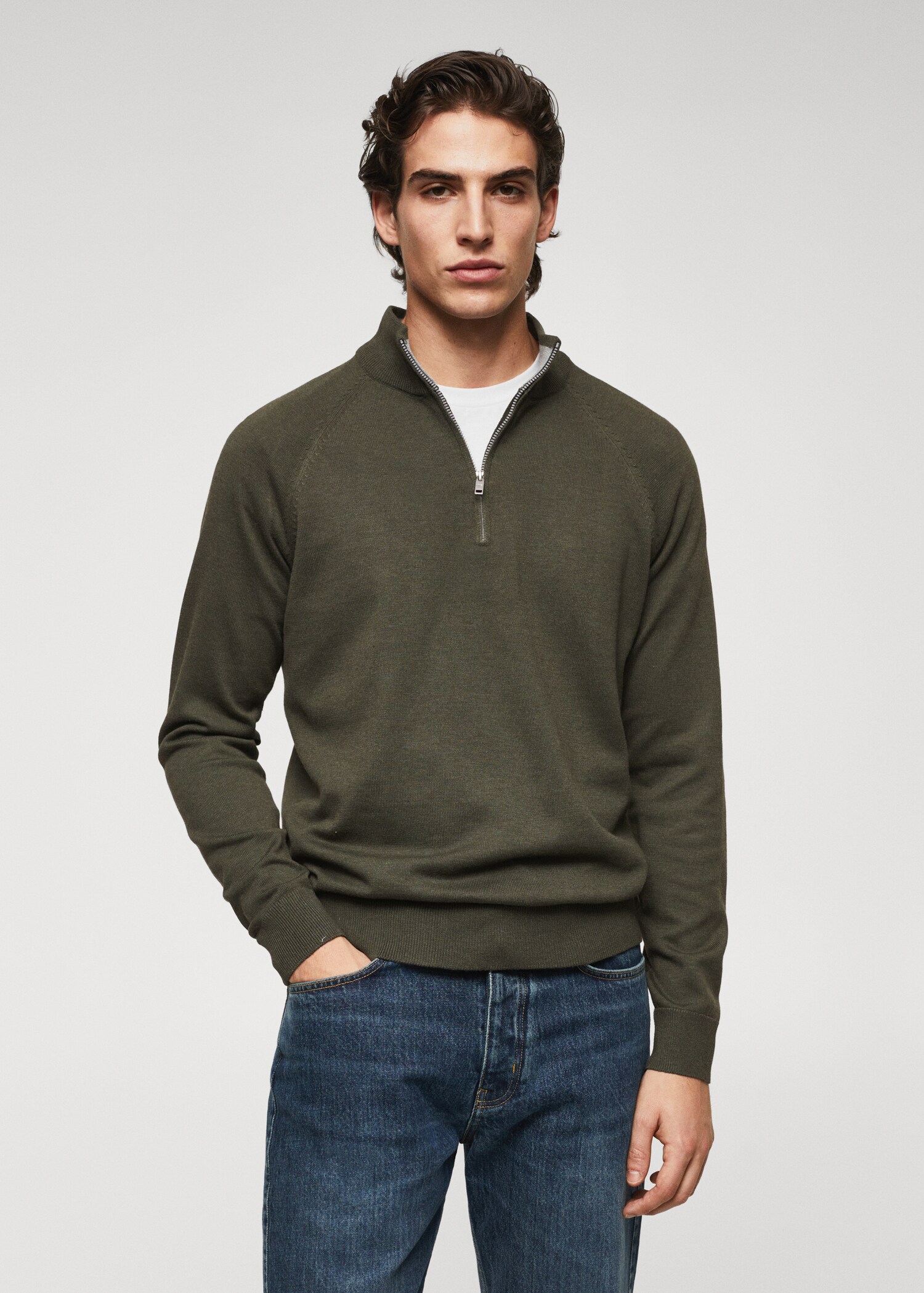 Zip cotton sweater - Medium plane