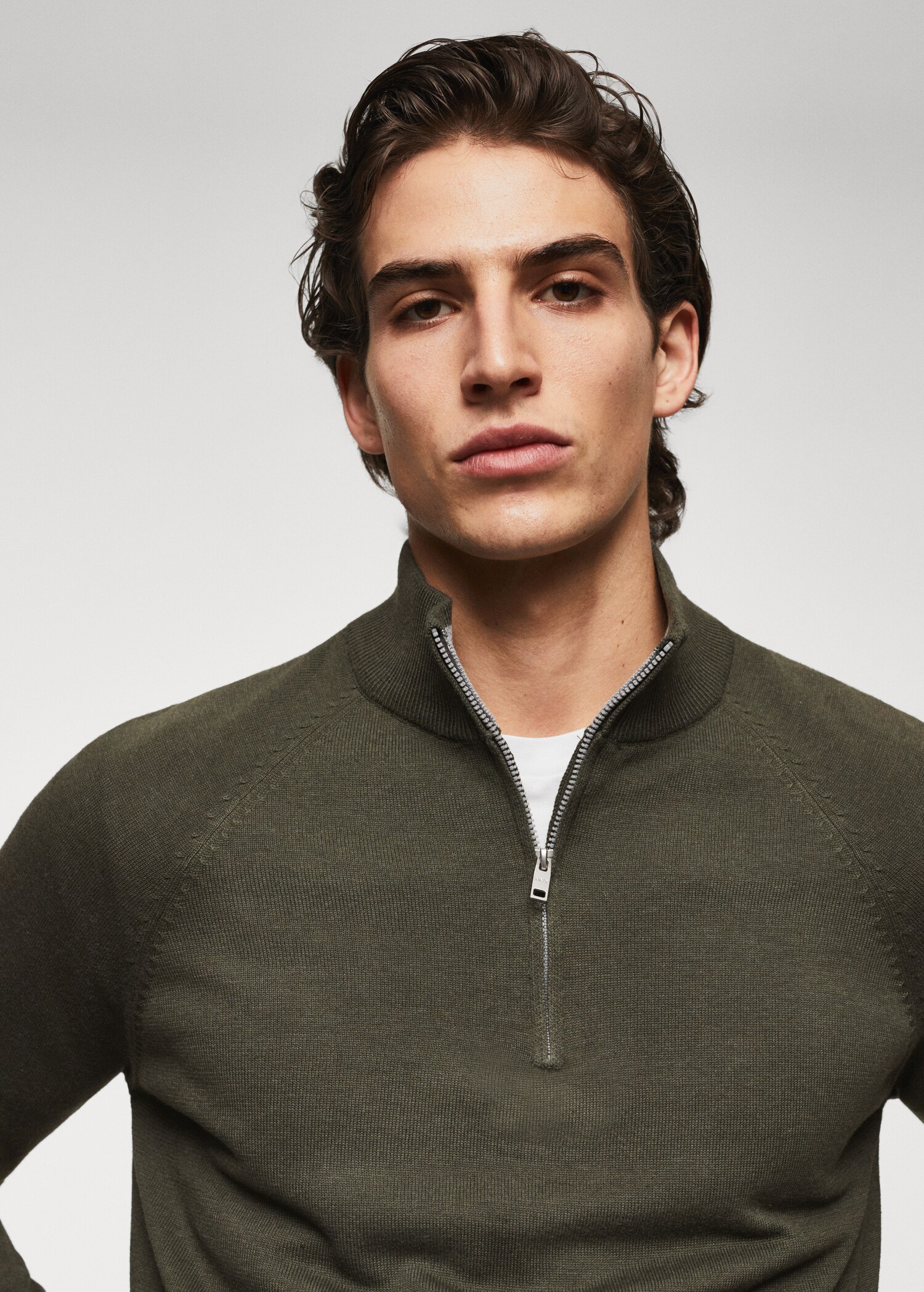 Zip cotton sweater - Details of the article 1
