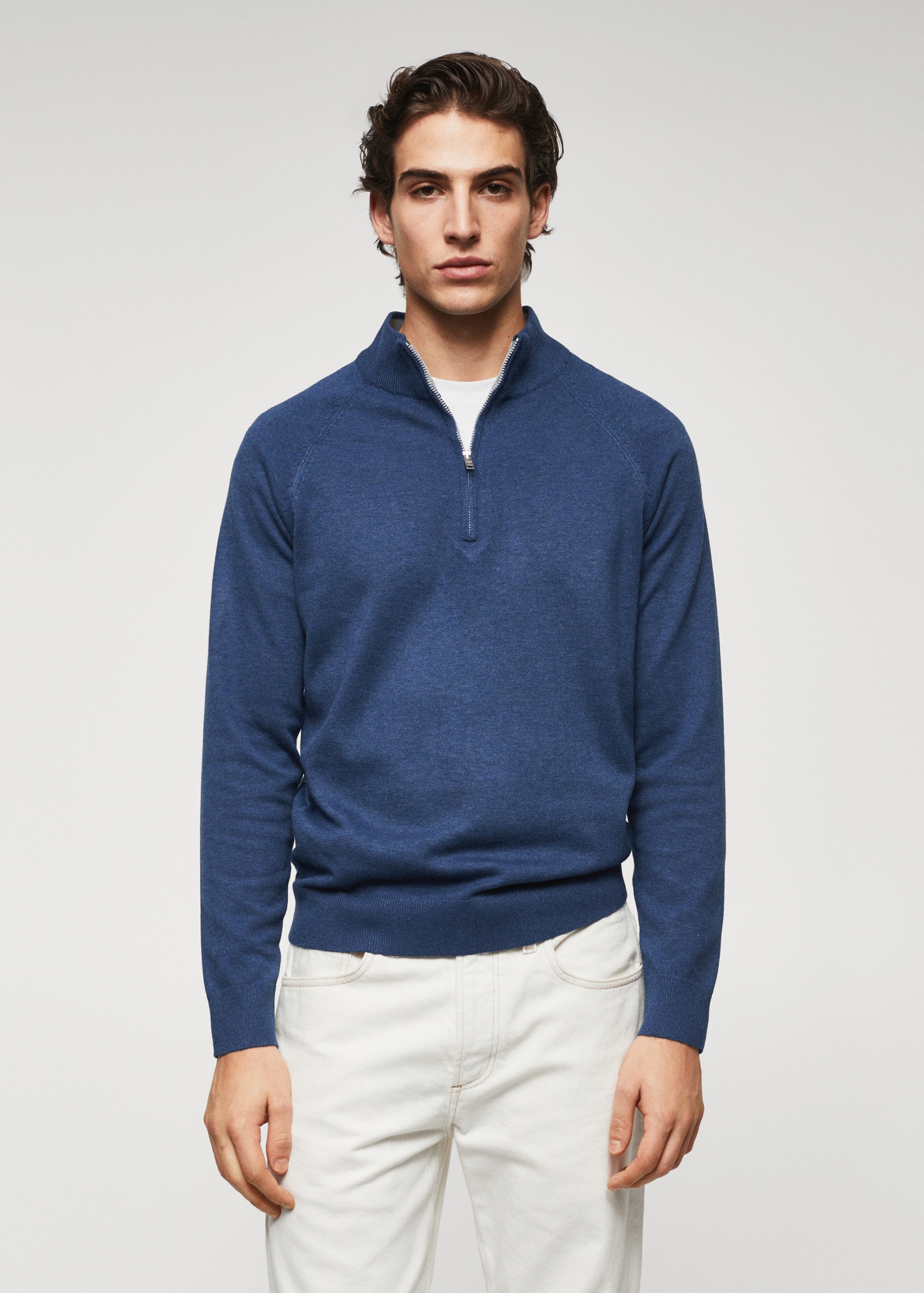 Zip cotton sweater - Medium plane