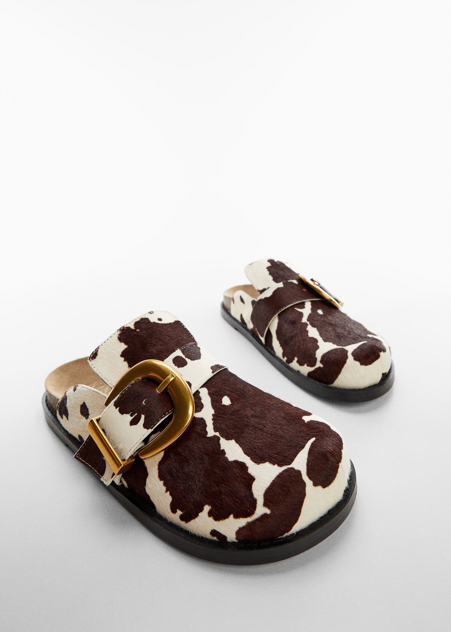 Zueco piel animal print - Plano medio