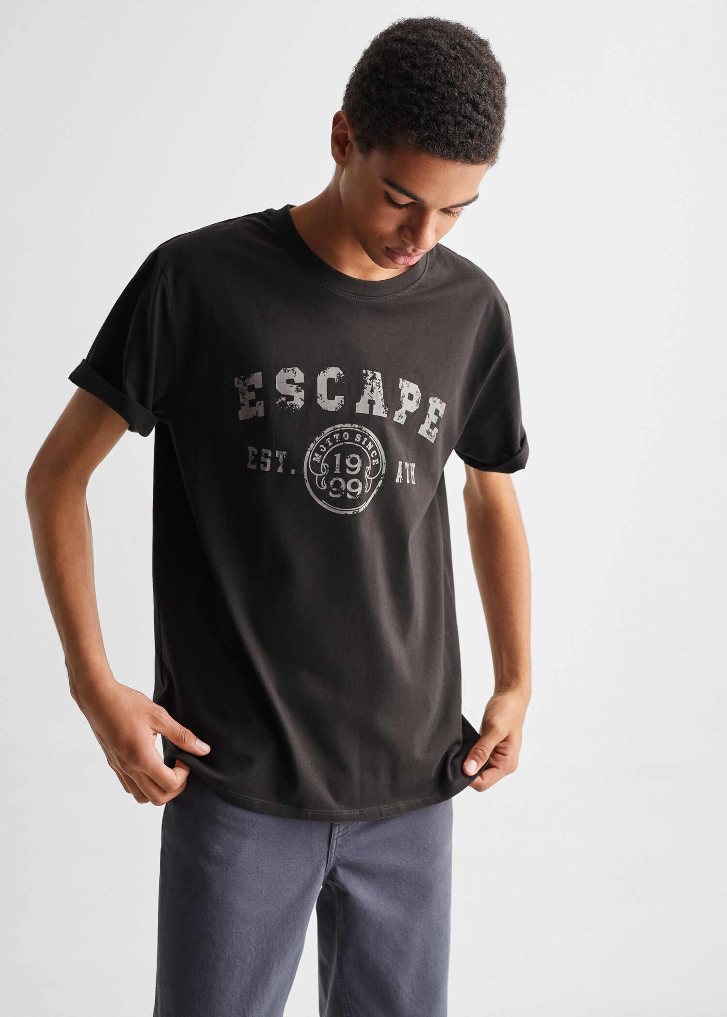 Tricou din bumbac cu mânecă scurtă - Plan mediu