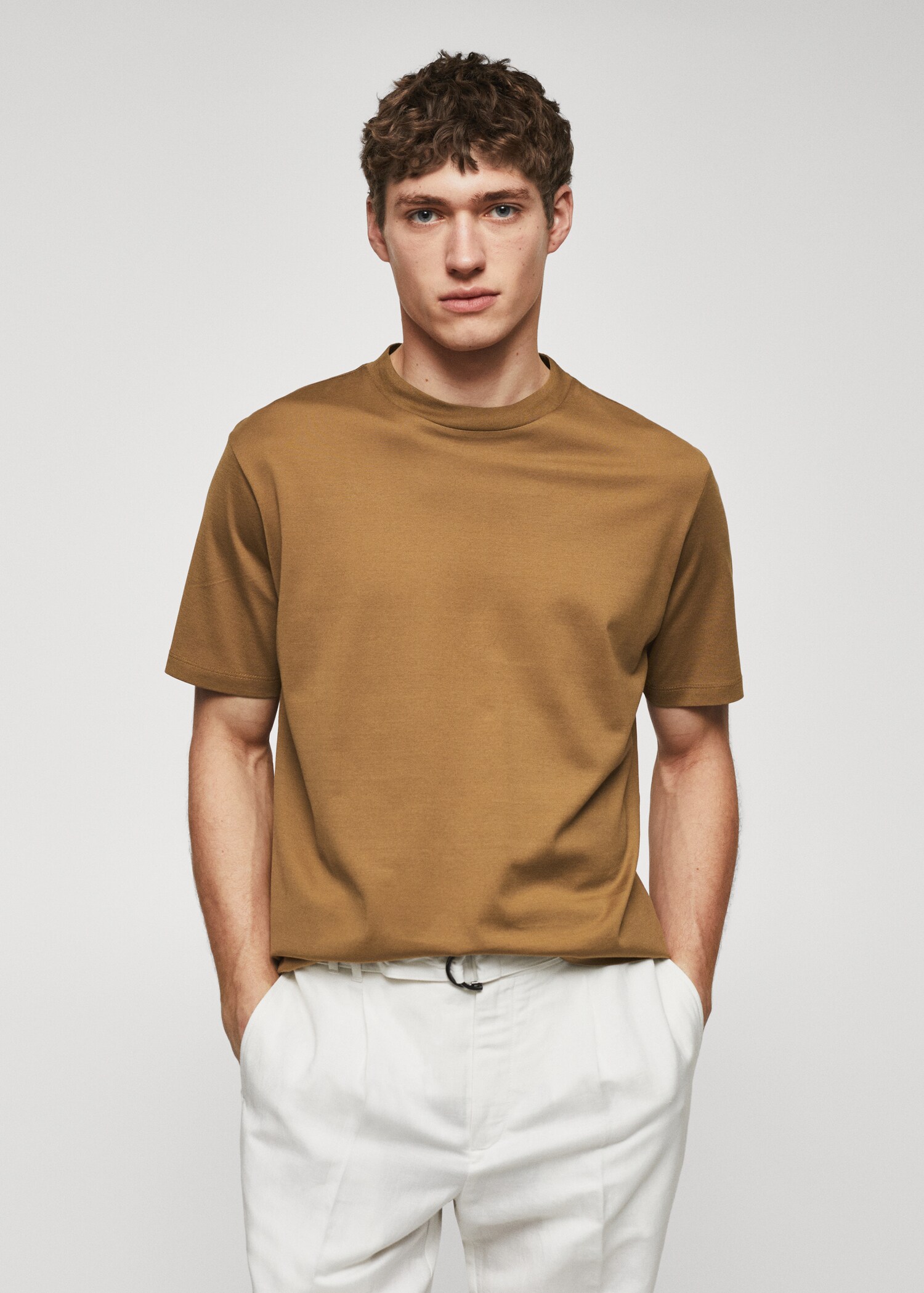 Basic gemerceriseerd lightweight T-shirt - Middenvlak