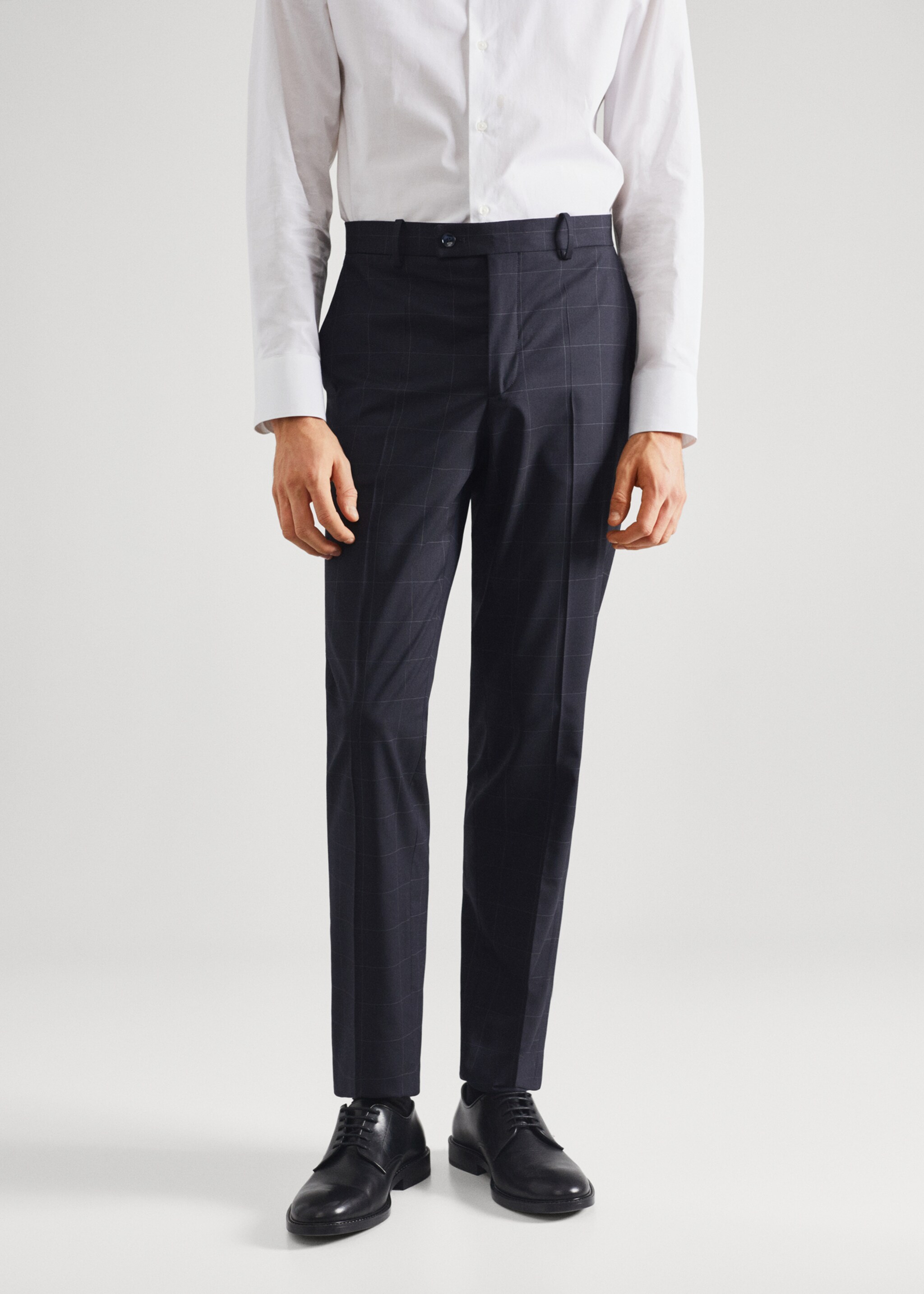 Slim fit check suit pants - Medium plane, Dark Navy. Ref: 47001174-00.