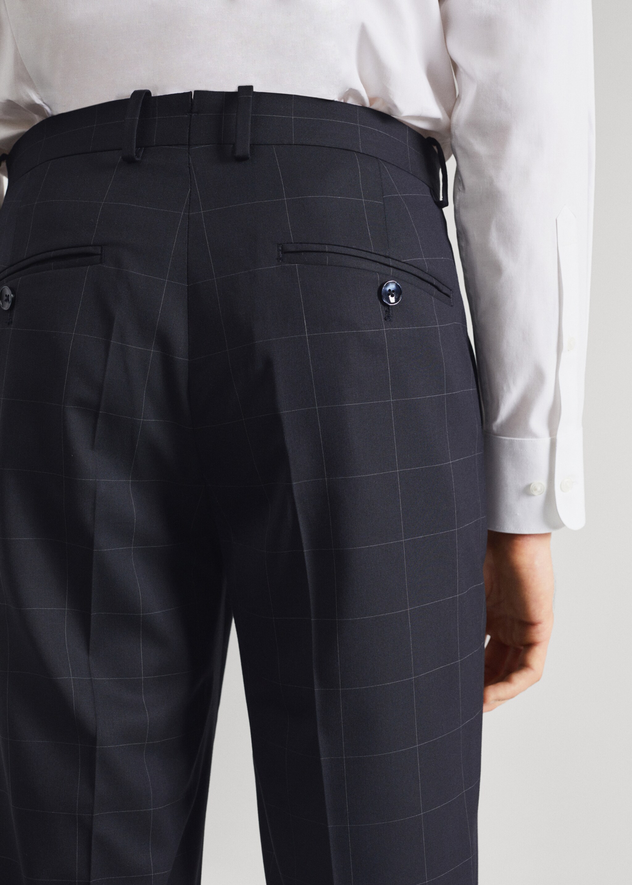 Slim fit check suit pants - Details of the article 4, Dark Navy. Ref: 47001174-00.