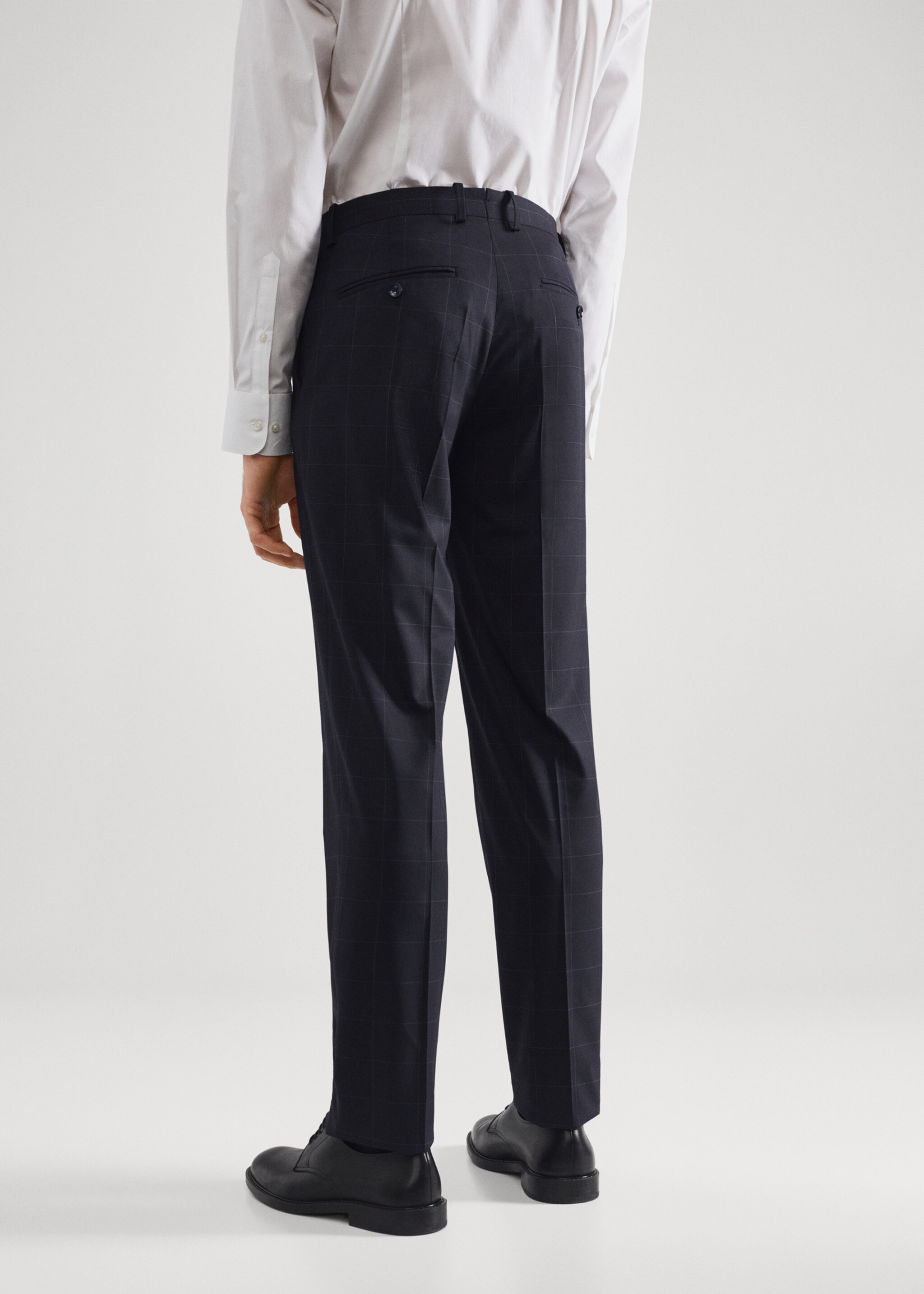 Slim fit check suit pants - Reverse of the article, Dark Navy. Ref: 47001174-00.