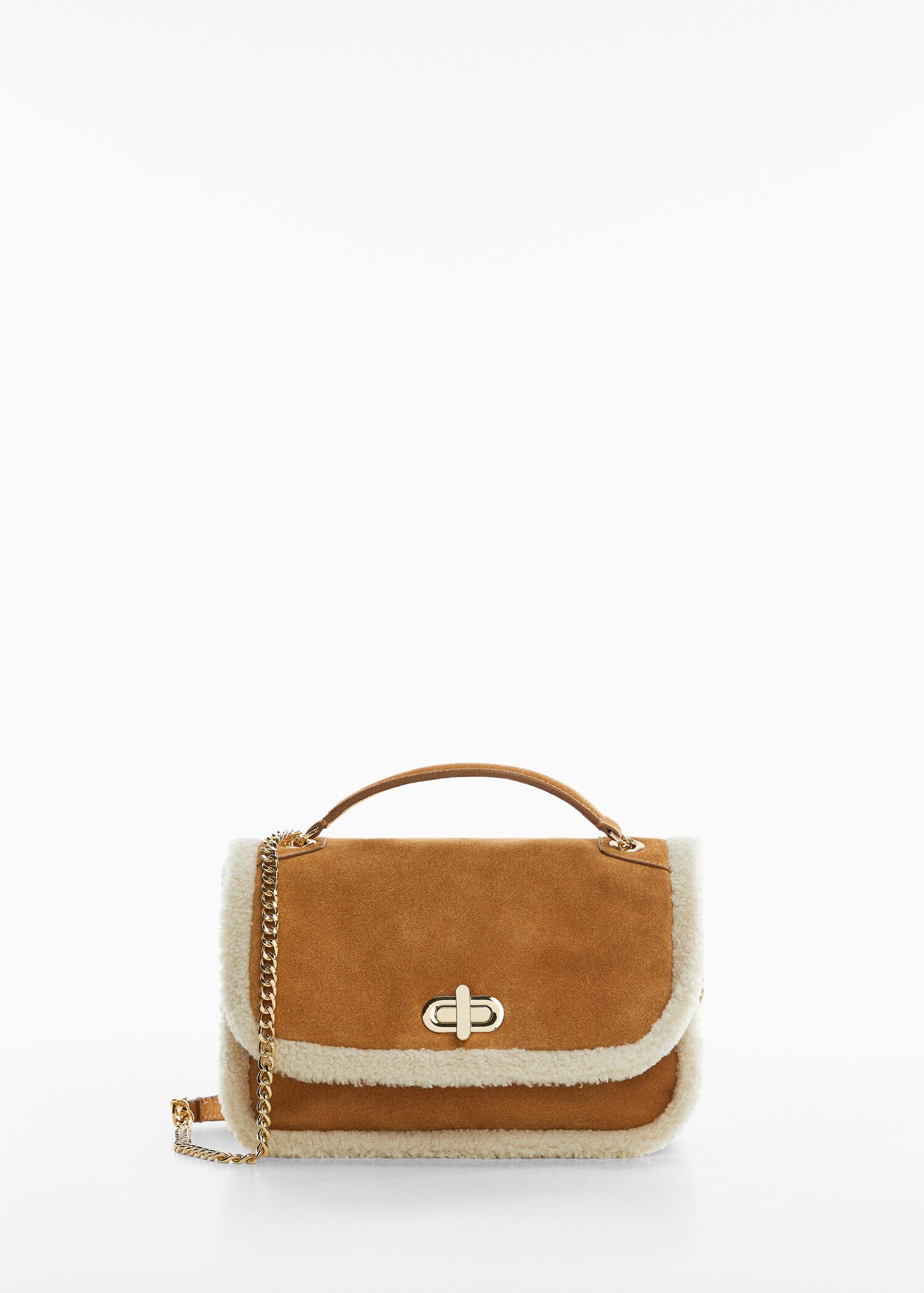 Combined shearling-effect leather bag - Article without model