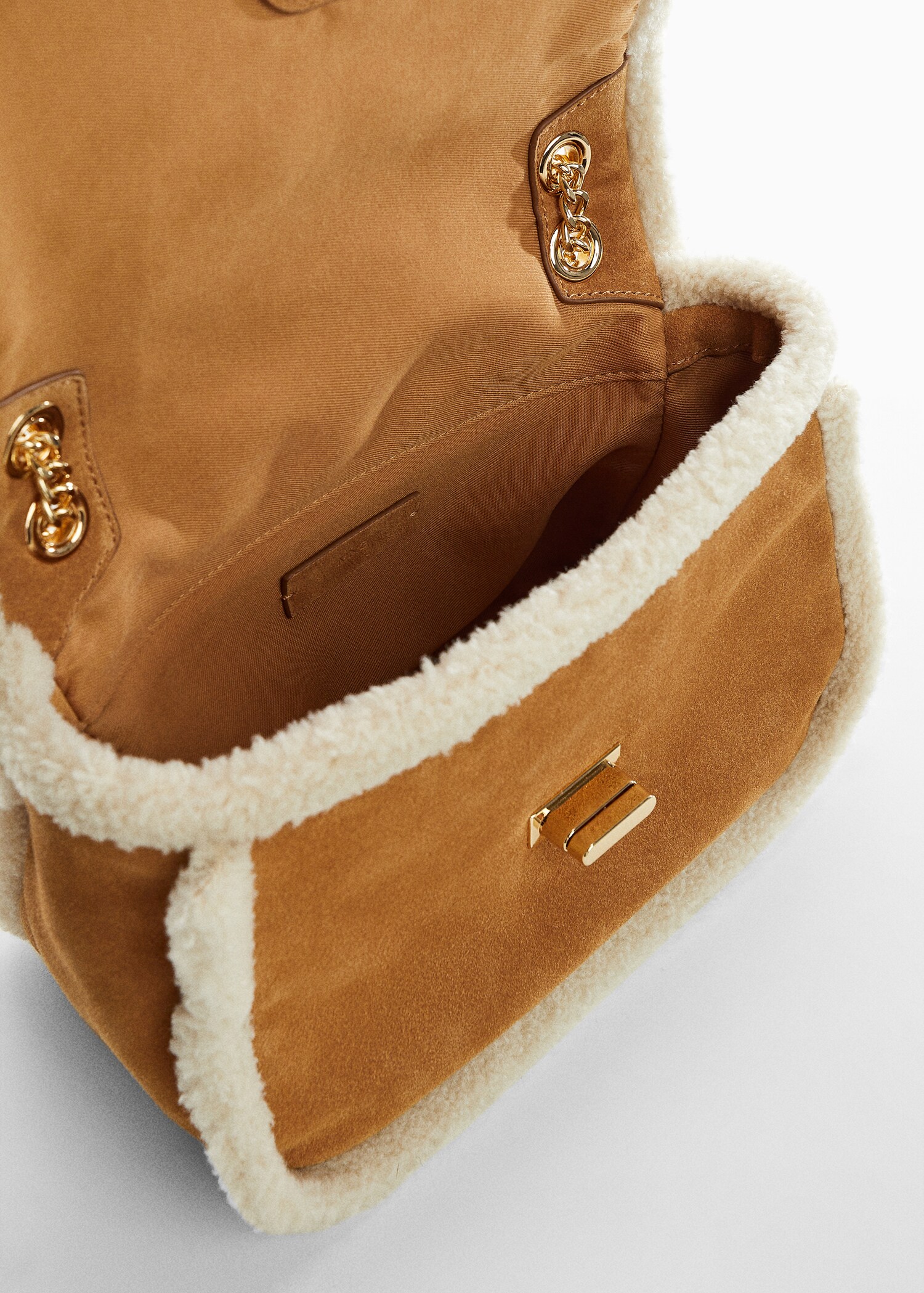 Combined shearling-effect leather bag - Details of the article 1