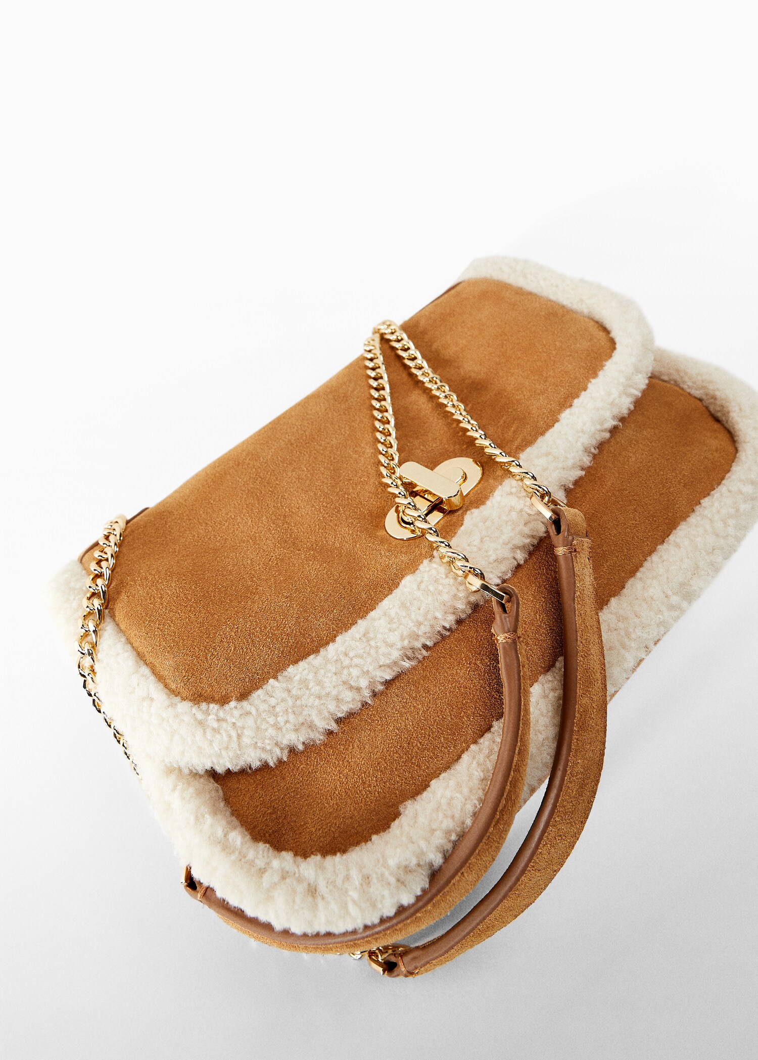 Combined shearling-effect leather bag - Details of the article 5