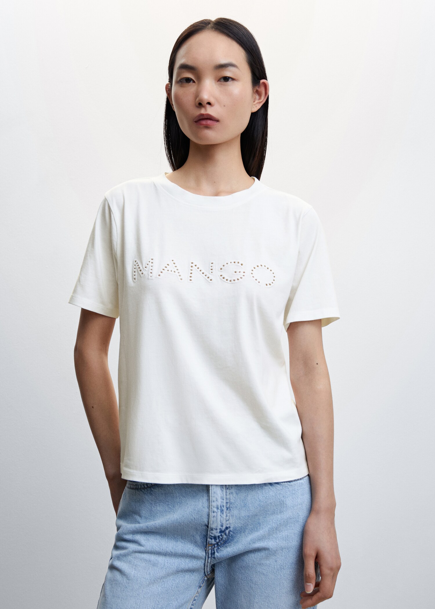 Laser-cut cotton T-shirt - Medium plane