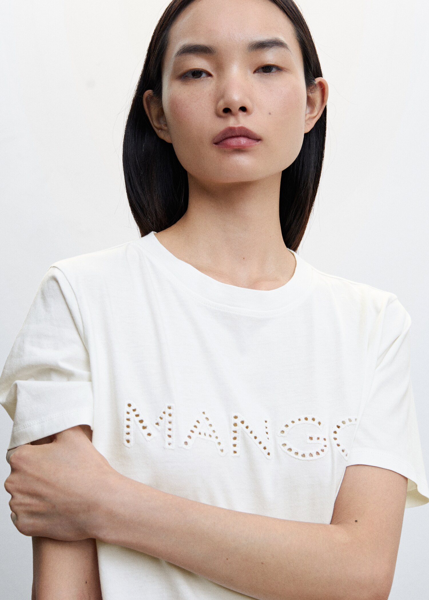 Laser-cut cotton T-shirt - Details of the article 1
