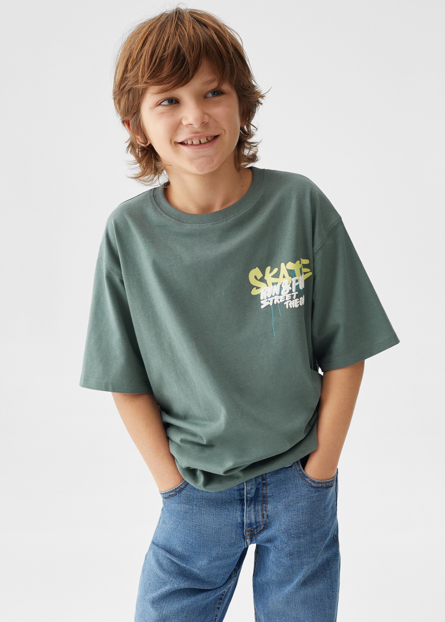 Printed cotton-blend T-shirt - Medium plane