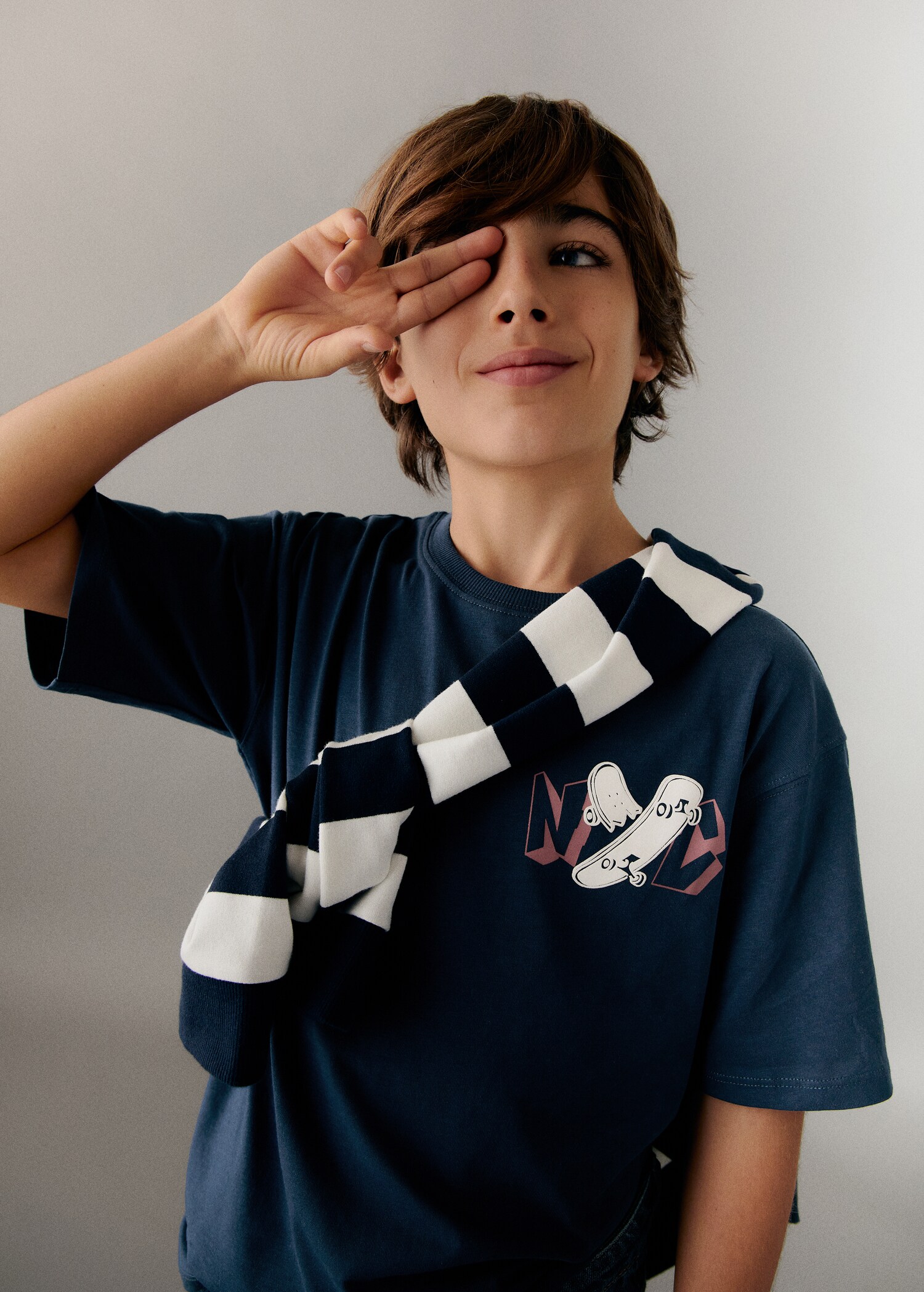 Printed cotton-blend T-shirt - Medium plane