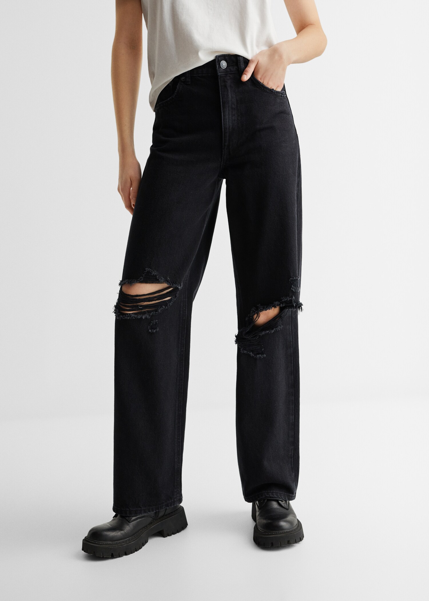 Jeans wideleg med dekorative rifter - Artikkeldetalj 6