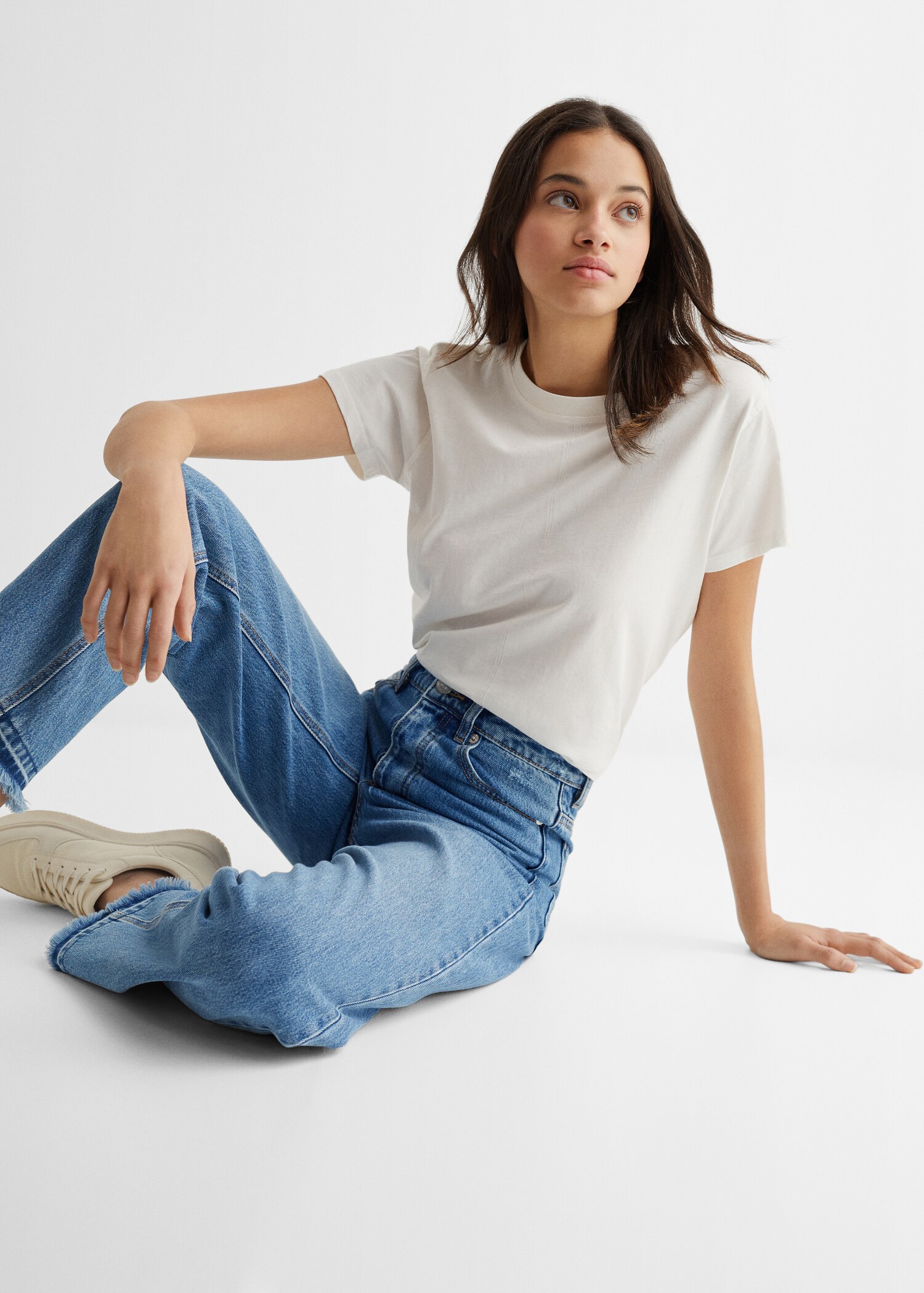 Decorative ripped wideleg jeans - Medium plane