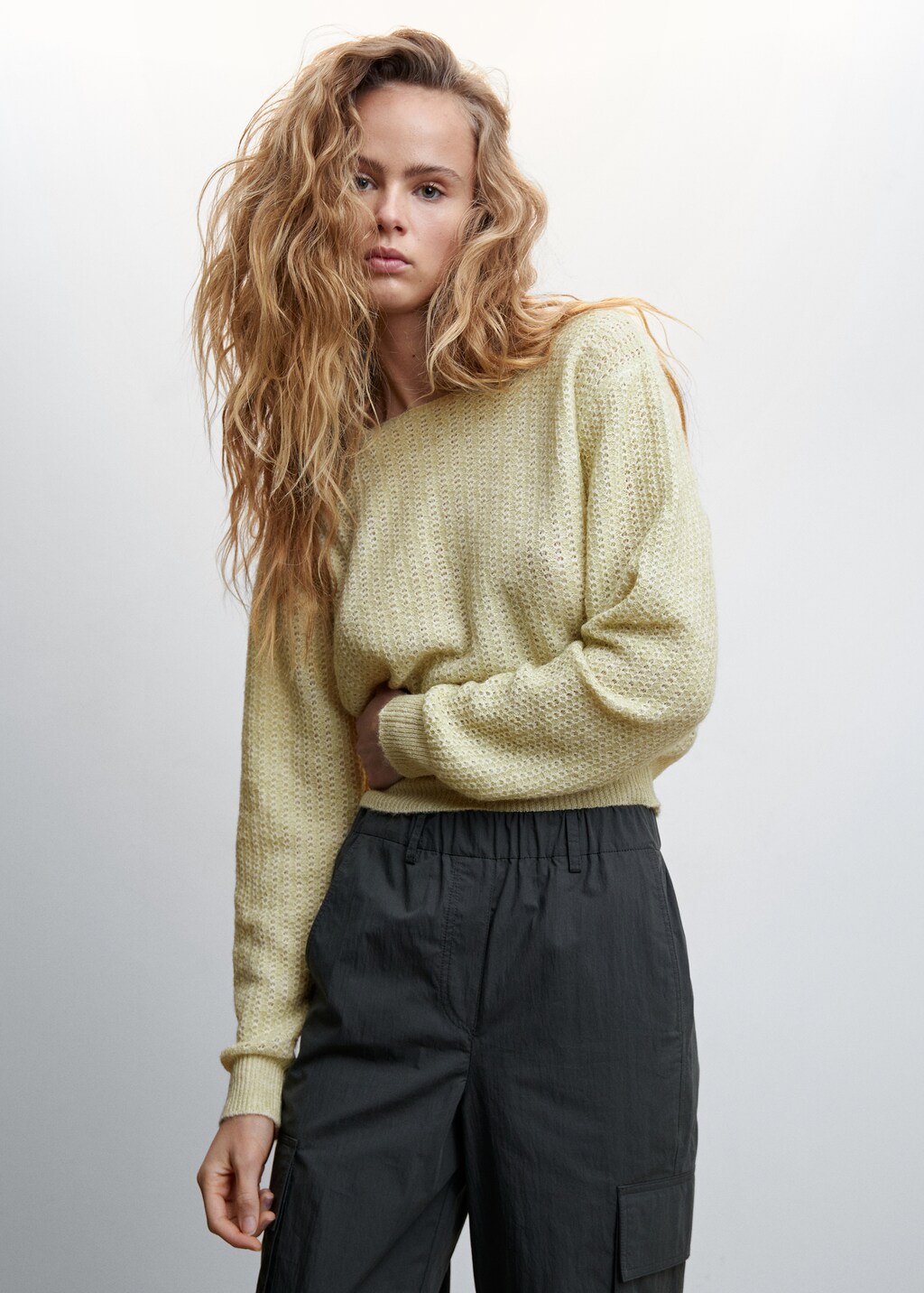 Boat neck cropped sweater