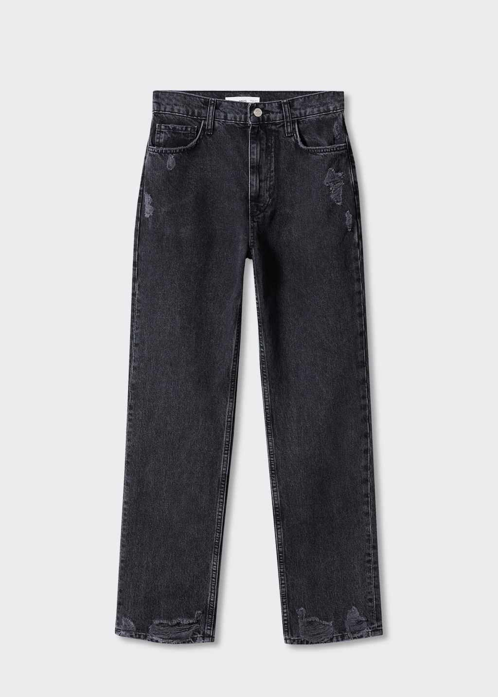Jean taille haute noir dechiré hot sale