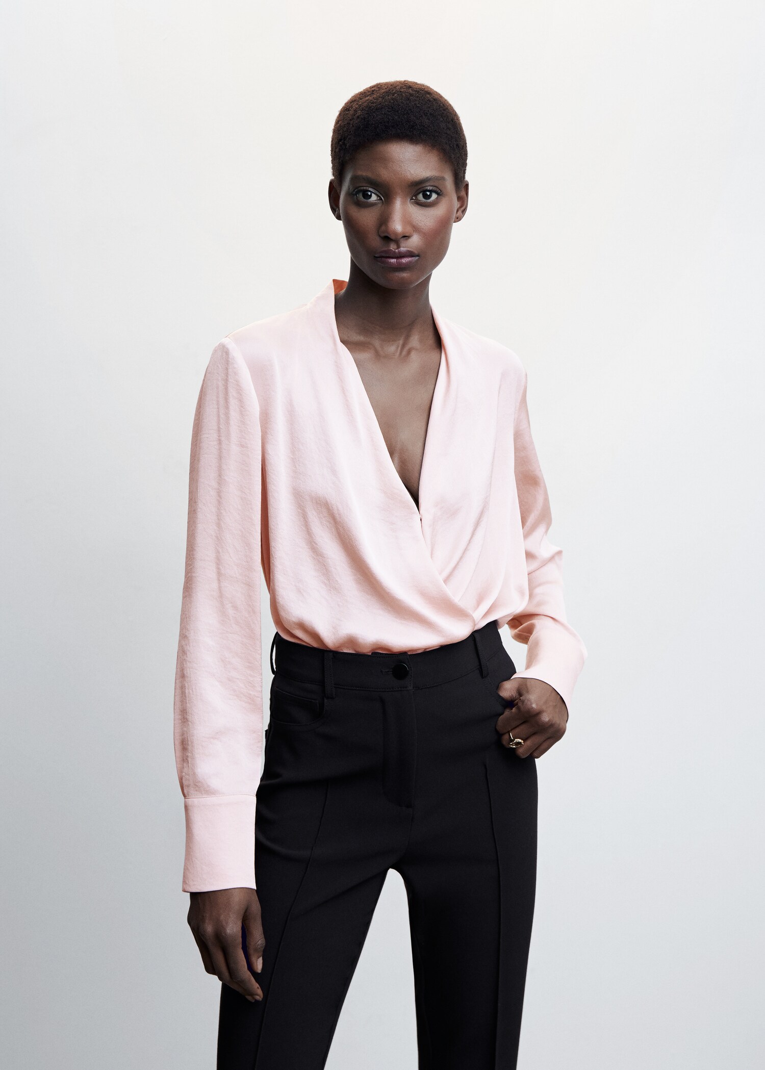 Satin wrap blouse - Medium plane