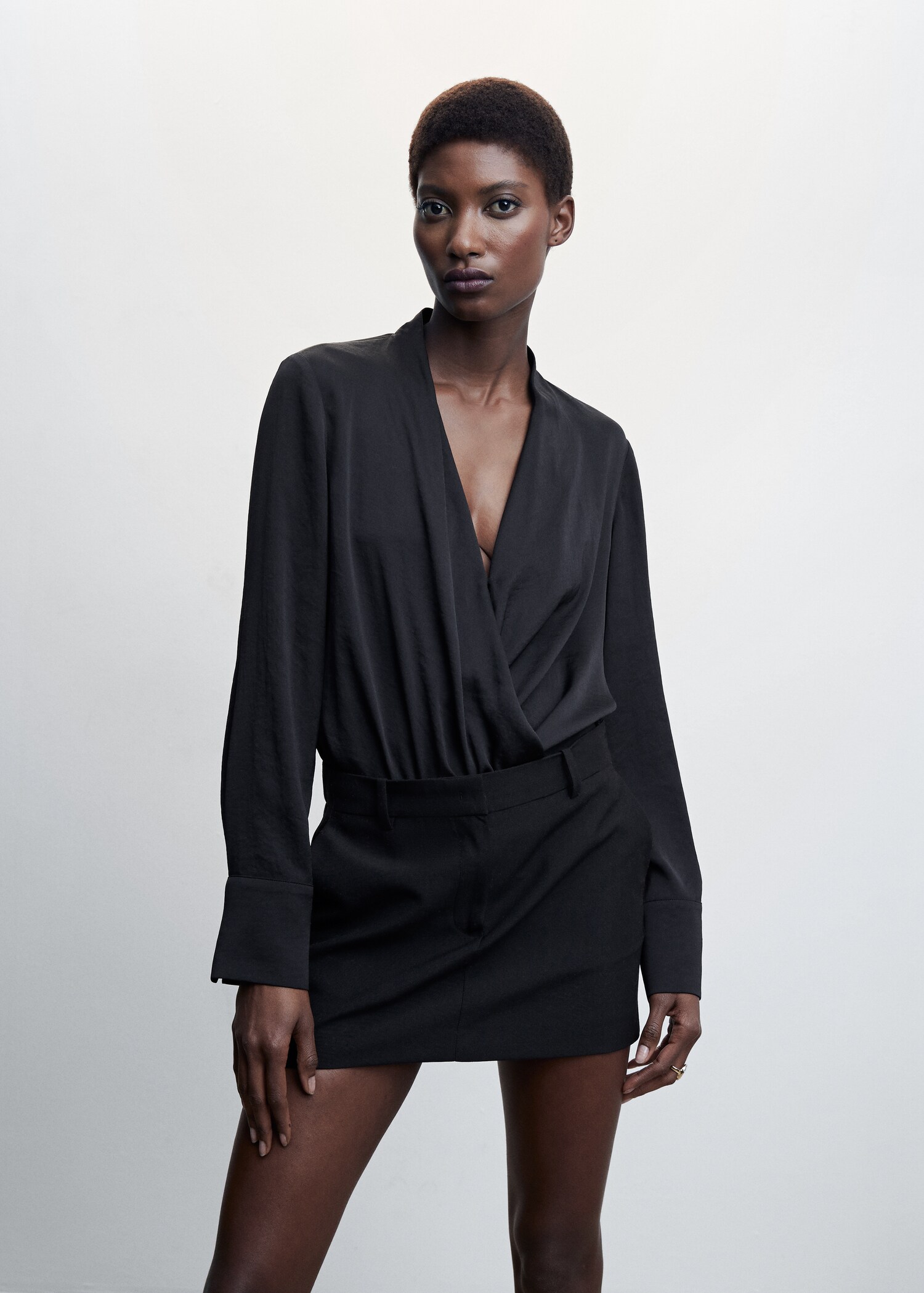 Satin wrap blouse - Medium plane