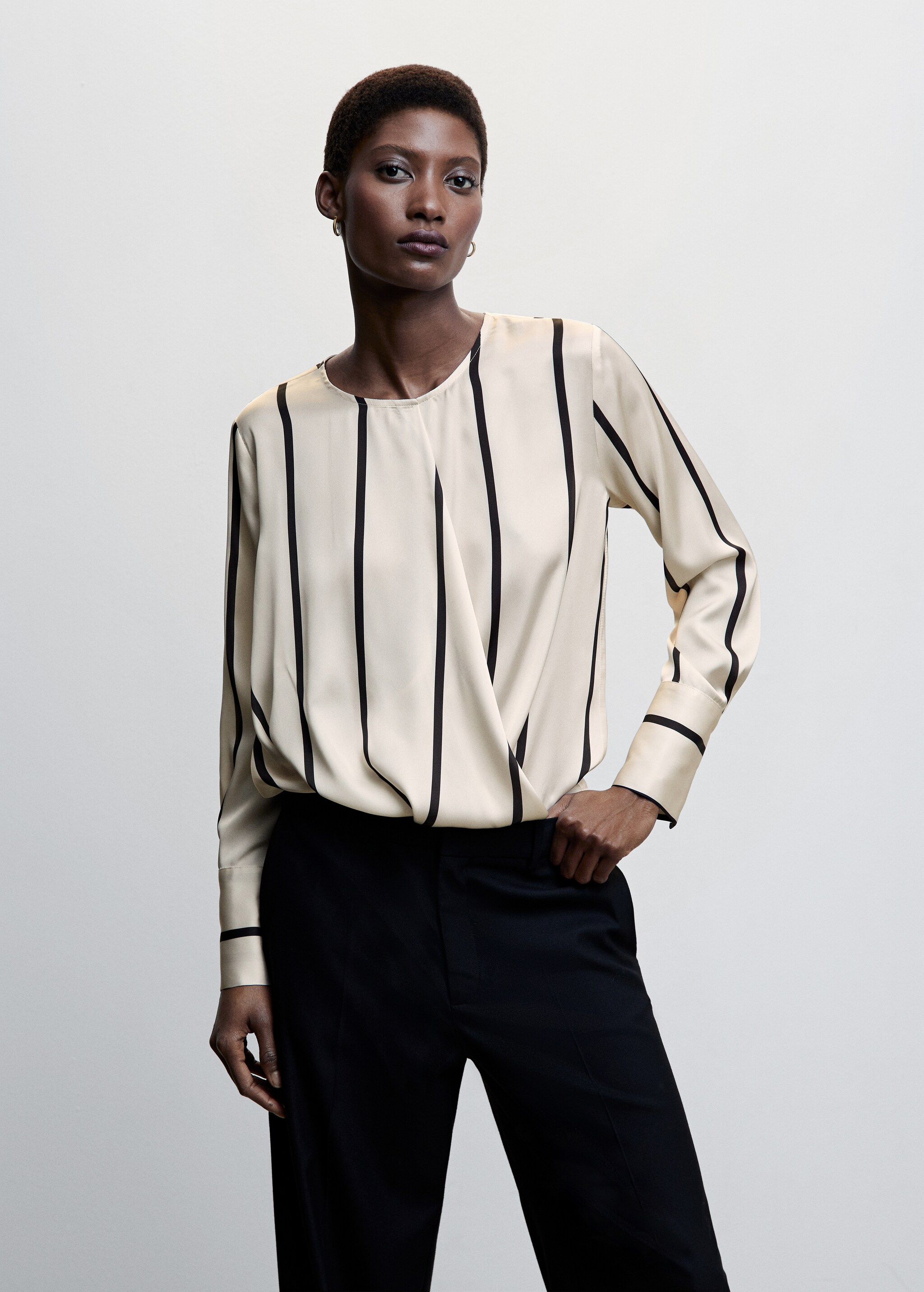 Striped satin blouse - Medium plane