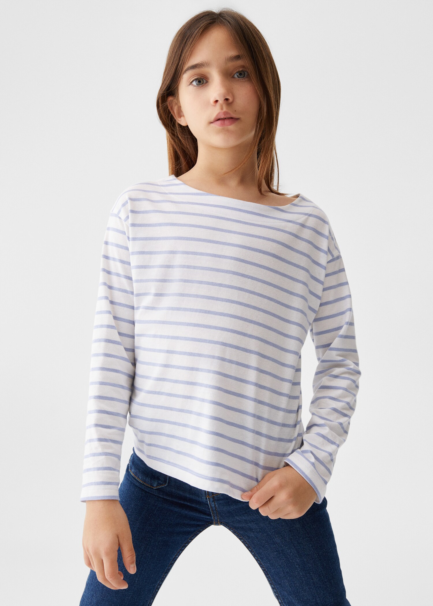 T-shirt manches longues rayures - Plan moyen