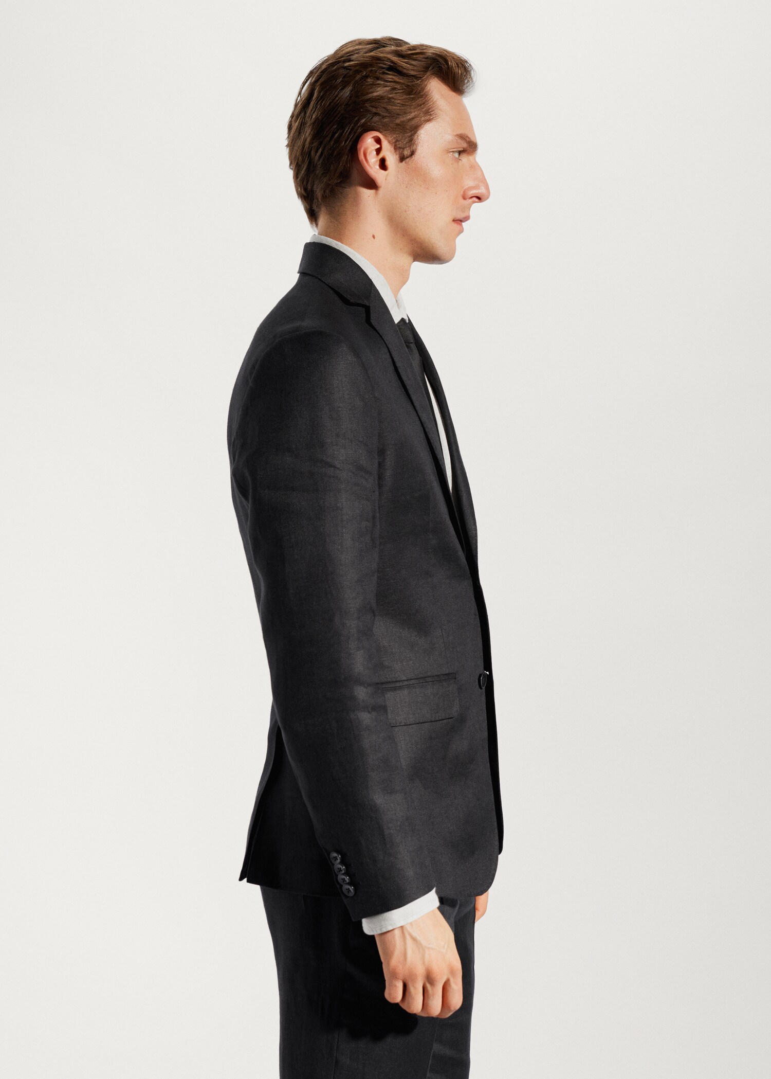 100% linen slim-fit suit blazer - Details of the article 2