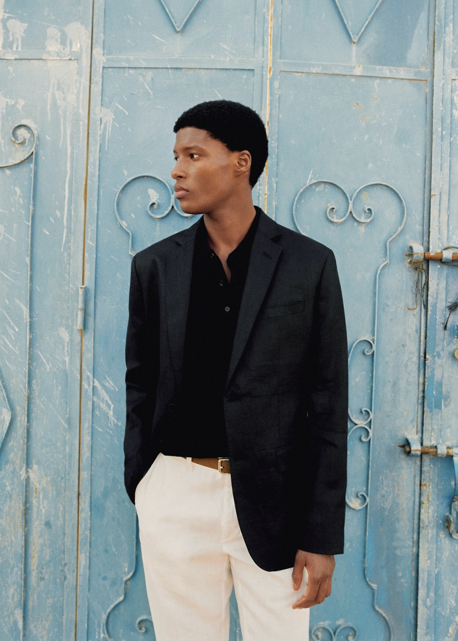 100% linen slim-fit suit blazer - Details of the article 5