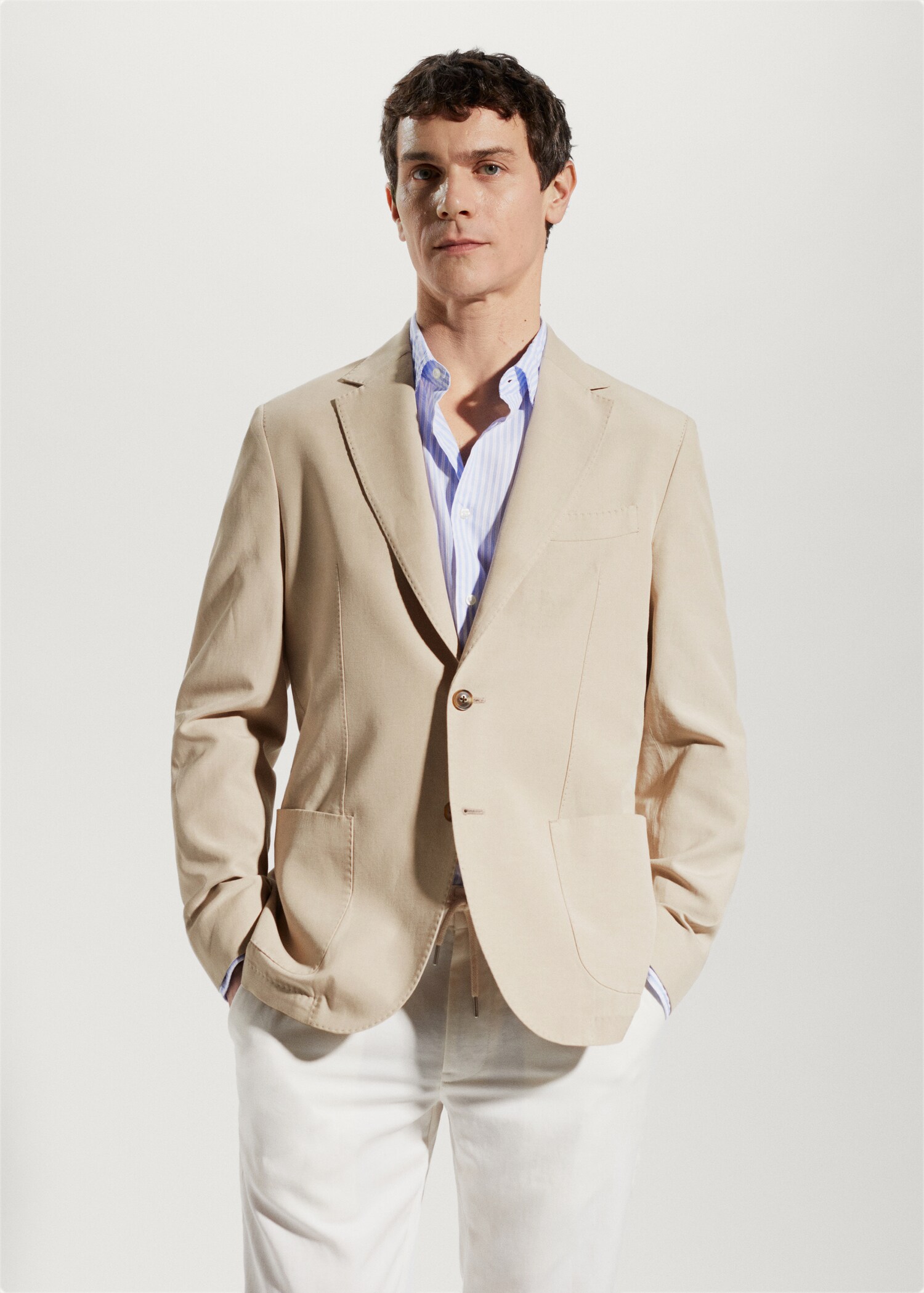 Slim fit cotton blazer - Medium plane