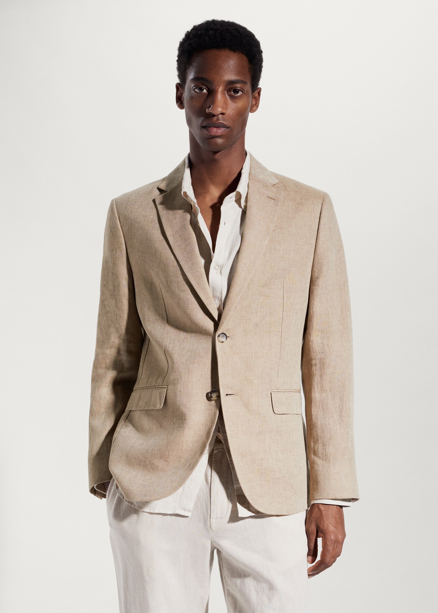 100% linen slim fit blazer - Medium plane