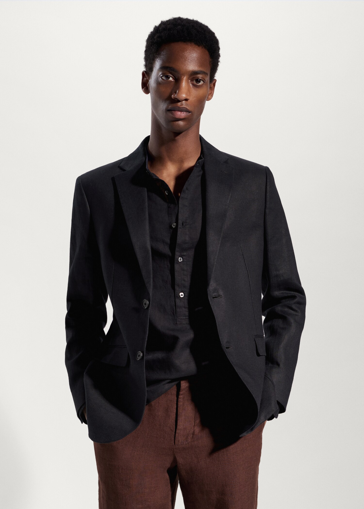 100% linen slim fit blazer - Medium plane