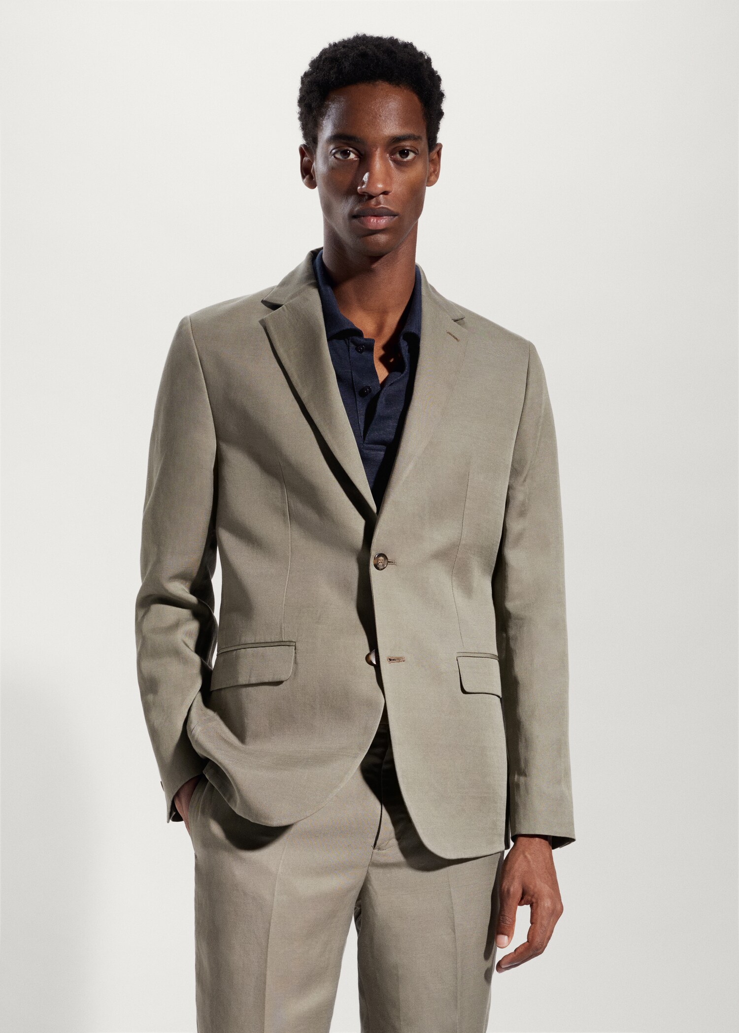 Slim fit linen suit blazer - Medium plane