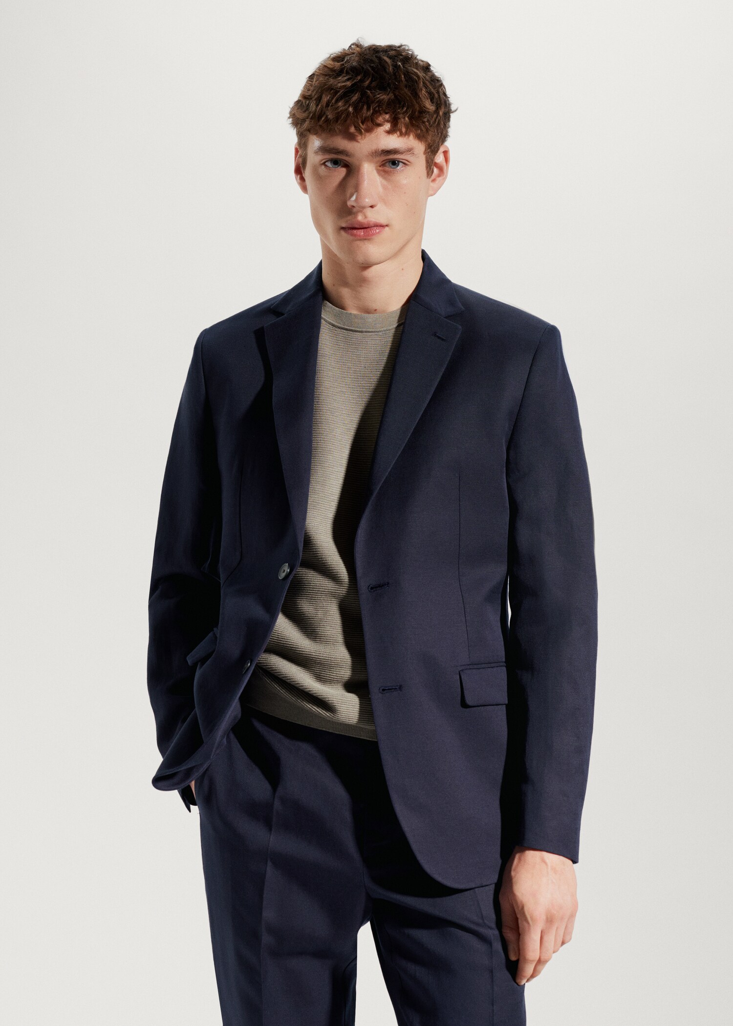 Slim fit linen suit blazer - Medium plane