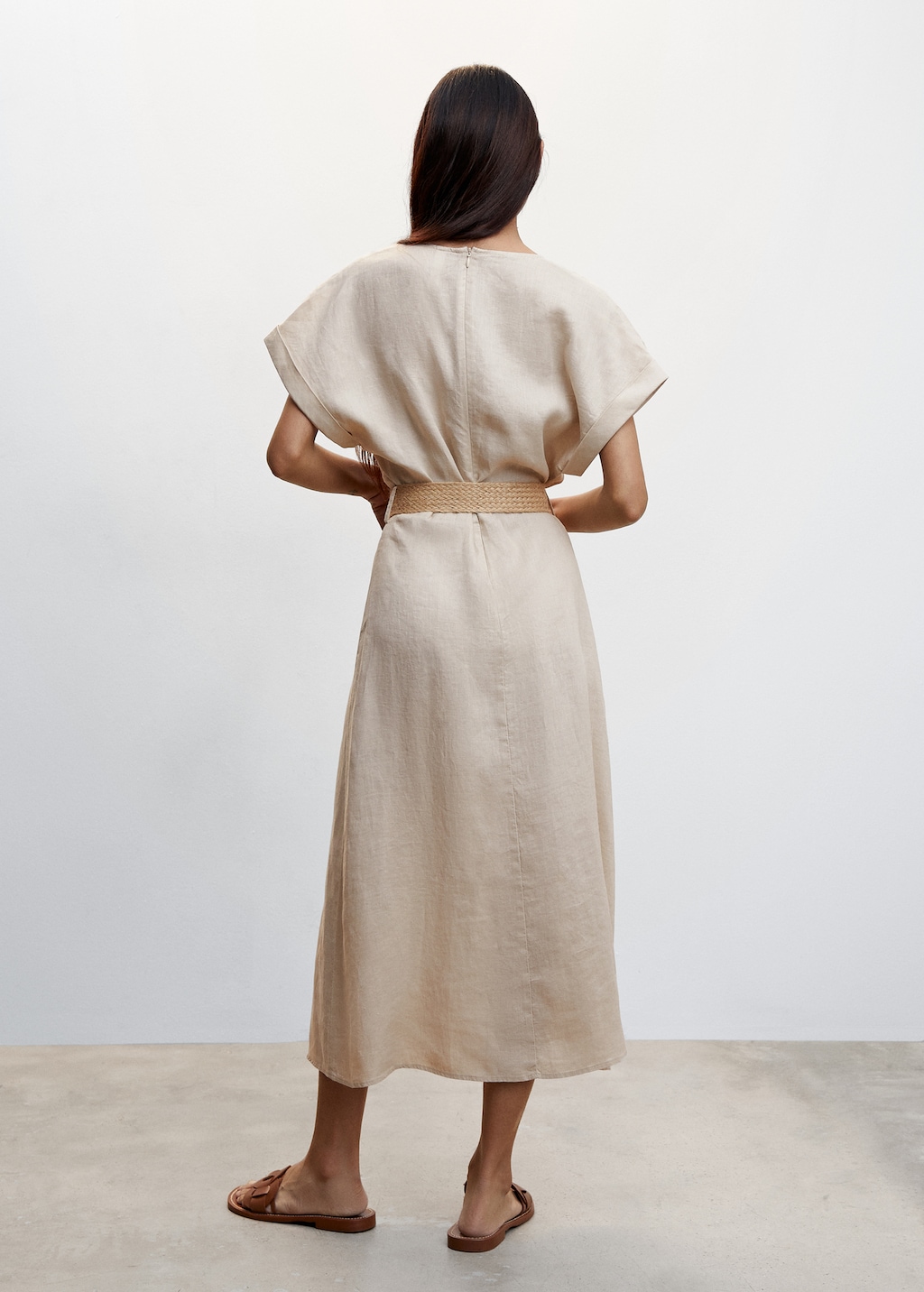 Belt linen dress