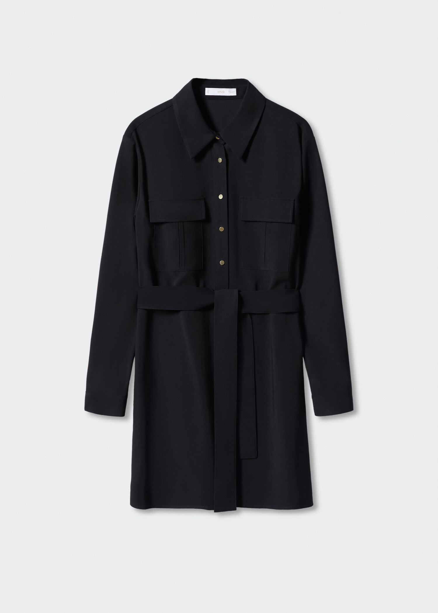 Schwarzes Kleid mit Taschen und Gürtel - Artikel ohne Model