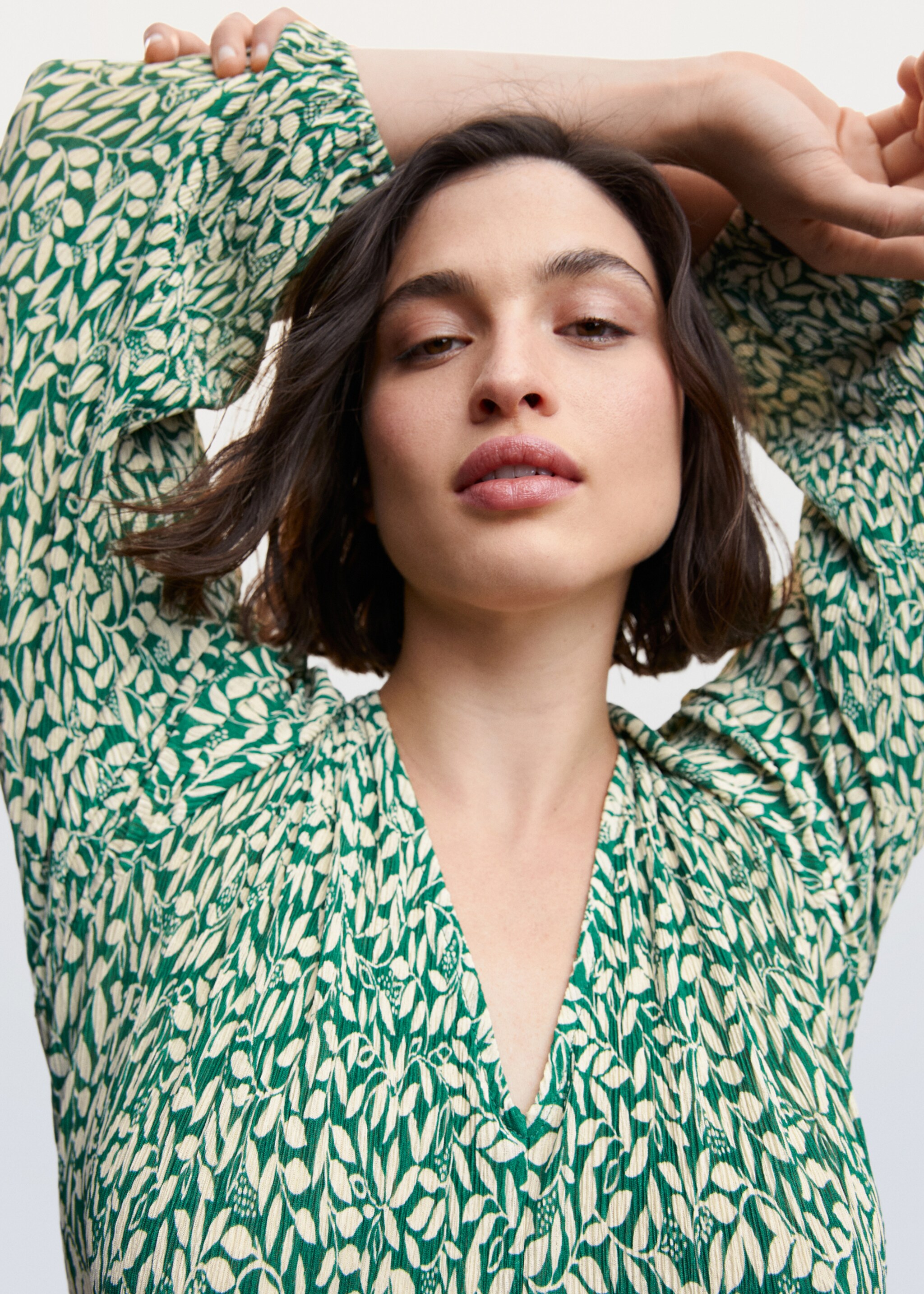 Vestido estampado textura - Detalle del artículo 4, Verde. Ref: 47005740-00.