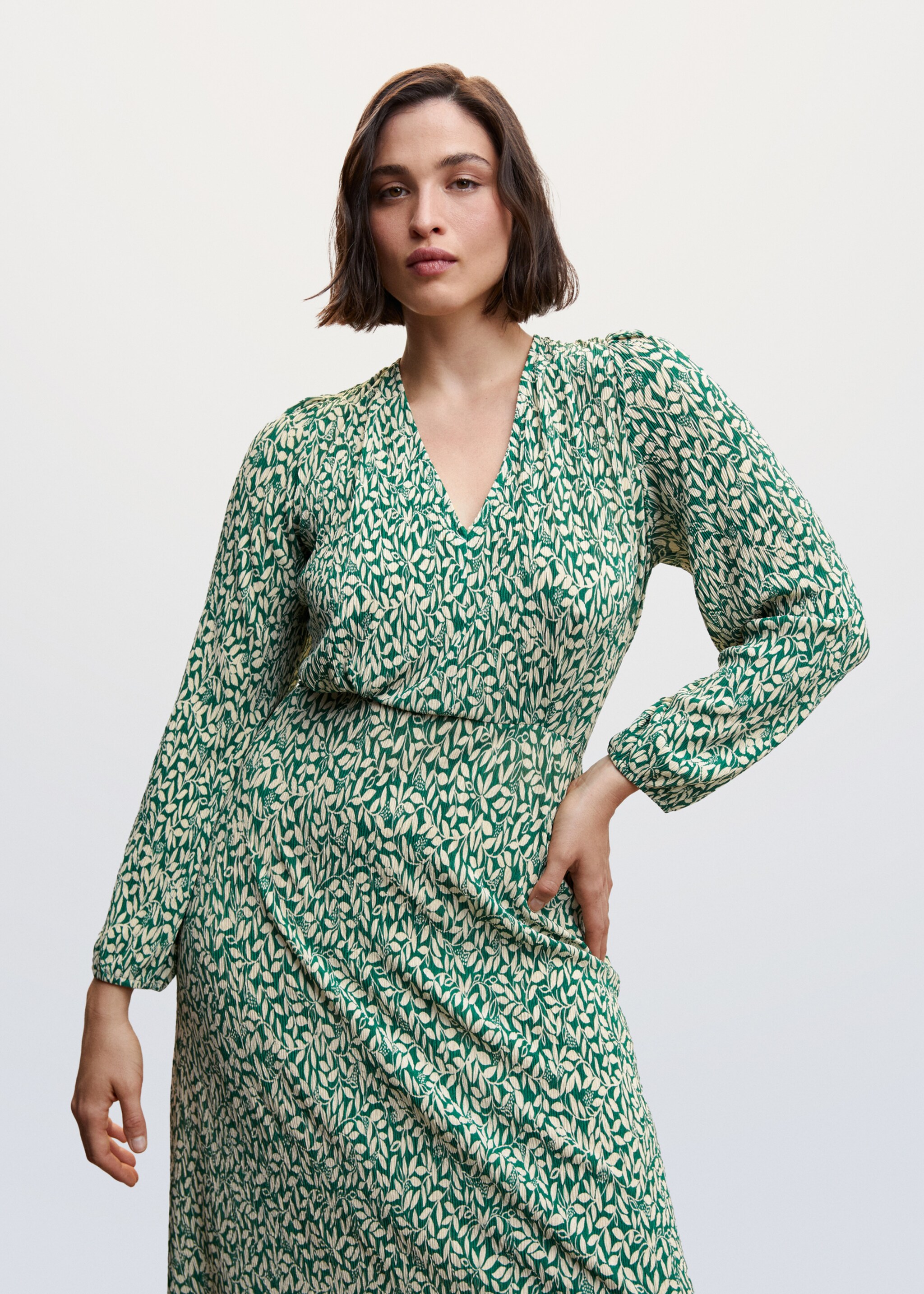 Vestido estampado textura - Detalle del artículo 5, Verde. Ref: 47005740-00.