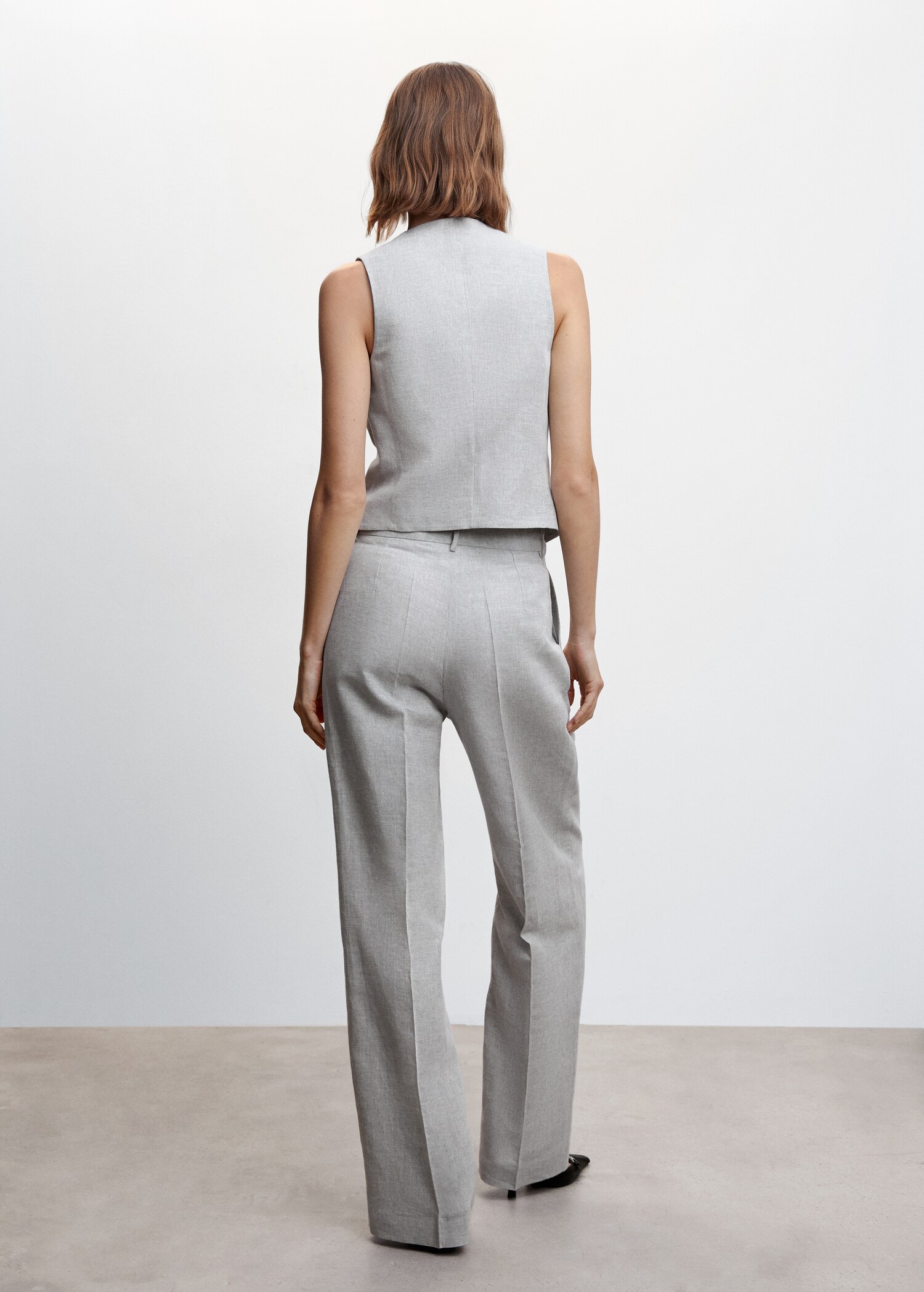 Herringbone linen suit vest - Reverse of the article