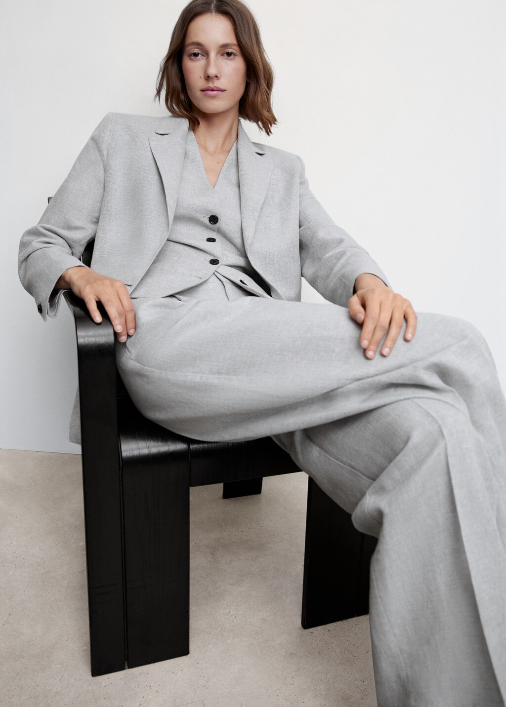 Grey linen suit jacket hot sale