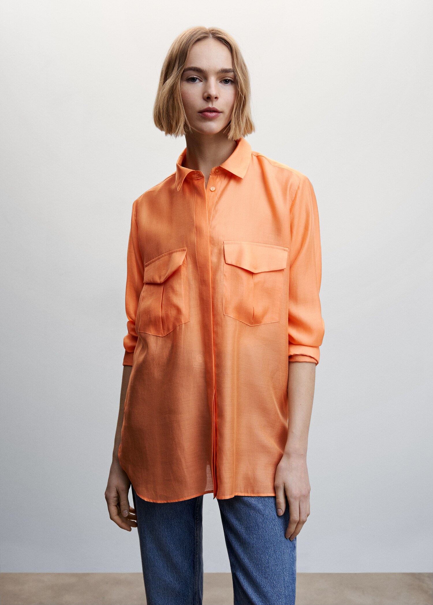 Satin pocket shirt - Medium plane